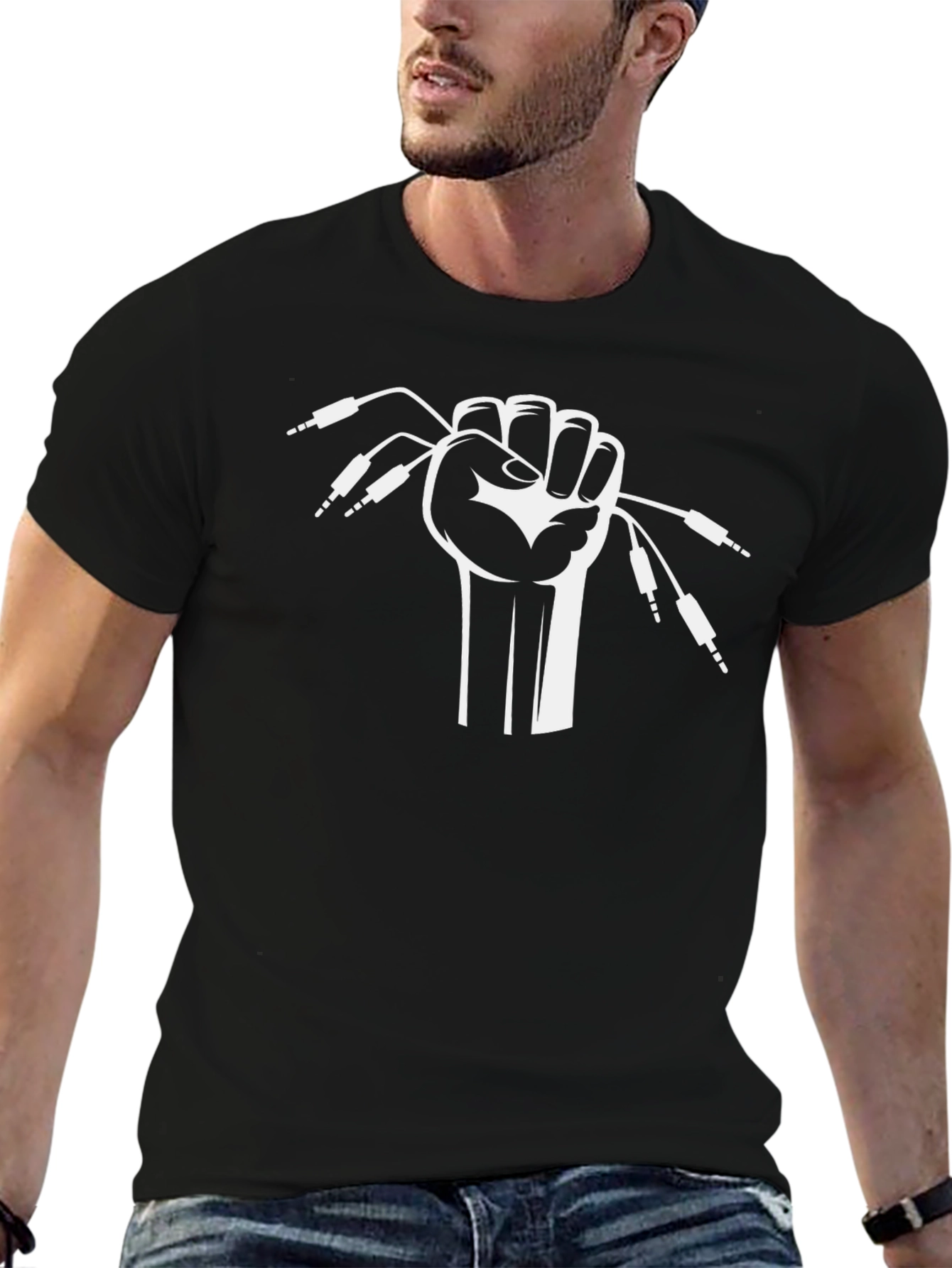 DJ Audio Cable Fist Graphic T-Shirt