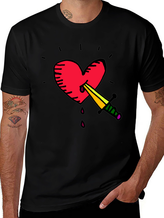 Heart & Dagger Graphic Tee - Stylish Unisex T-Shirt