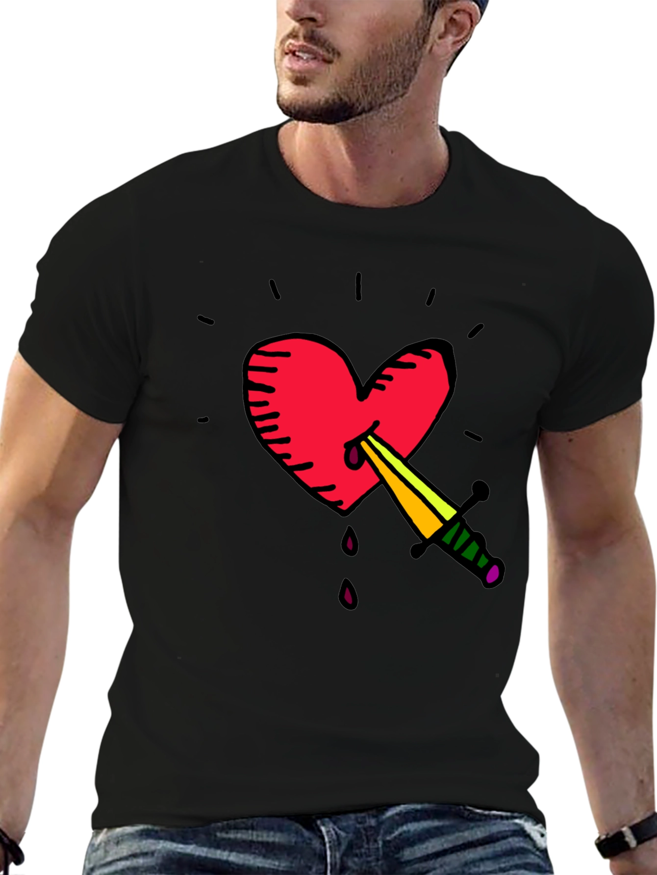 Heart & Dagger Graphic Tee - Stylish Unisex T-Shirt