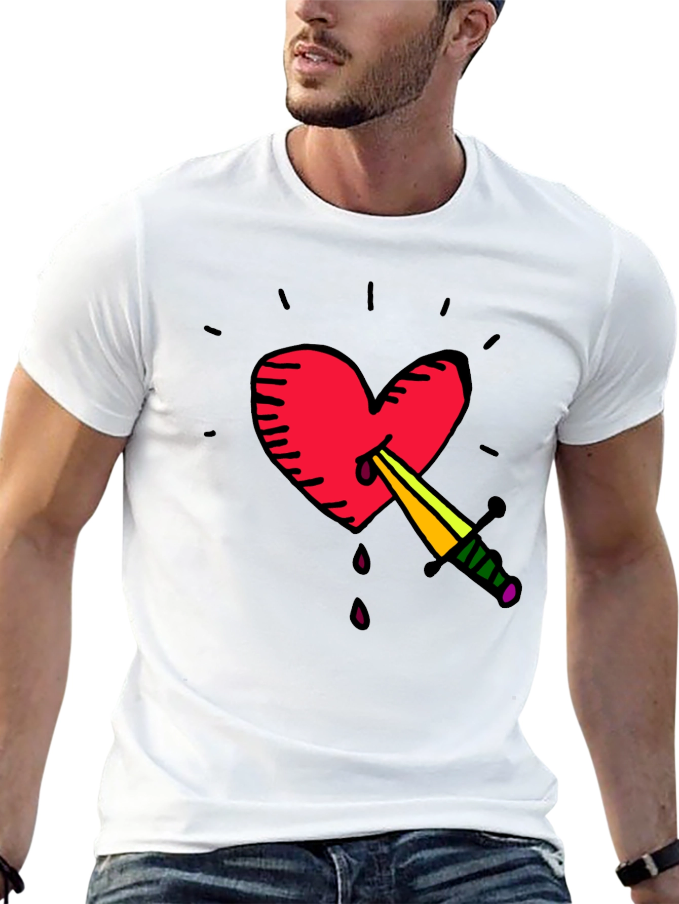 Heart & Dagger Graphic Tee - Stylish Unisex T-Shirt
