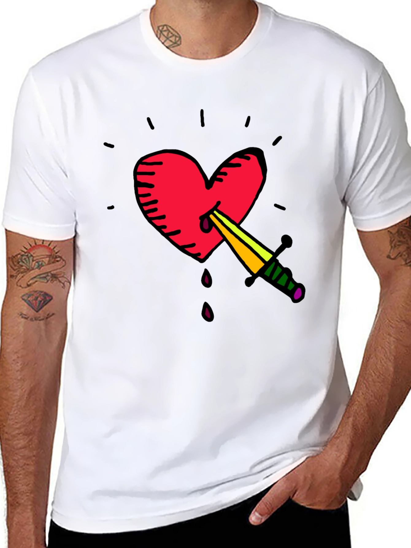 Heart & Dagger Graphic Tee - Stylish Unisex T-Shirt