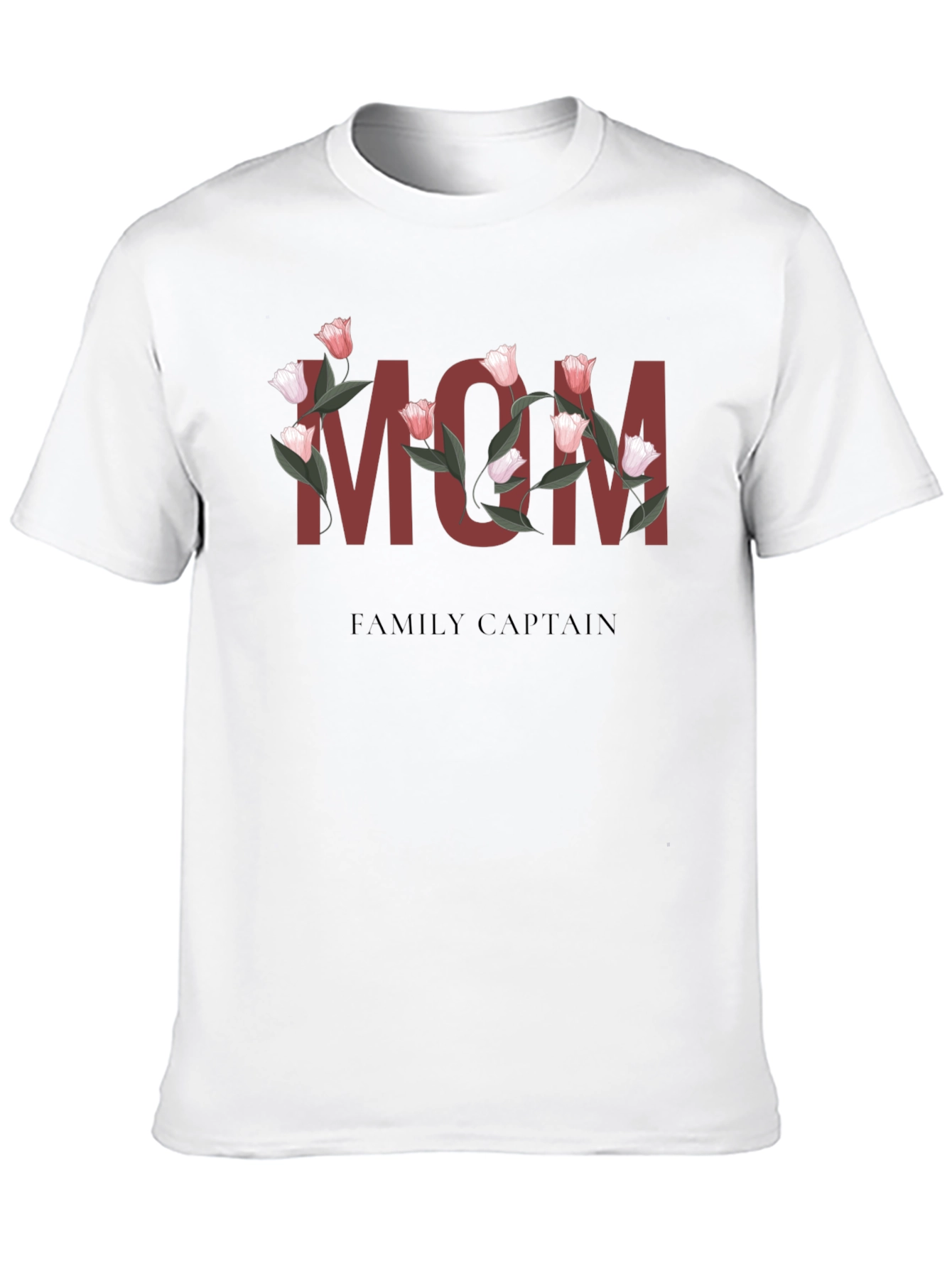 Floral MOM Family Captain T-Shirt