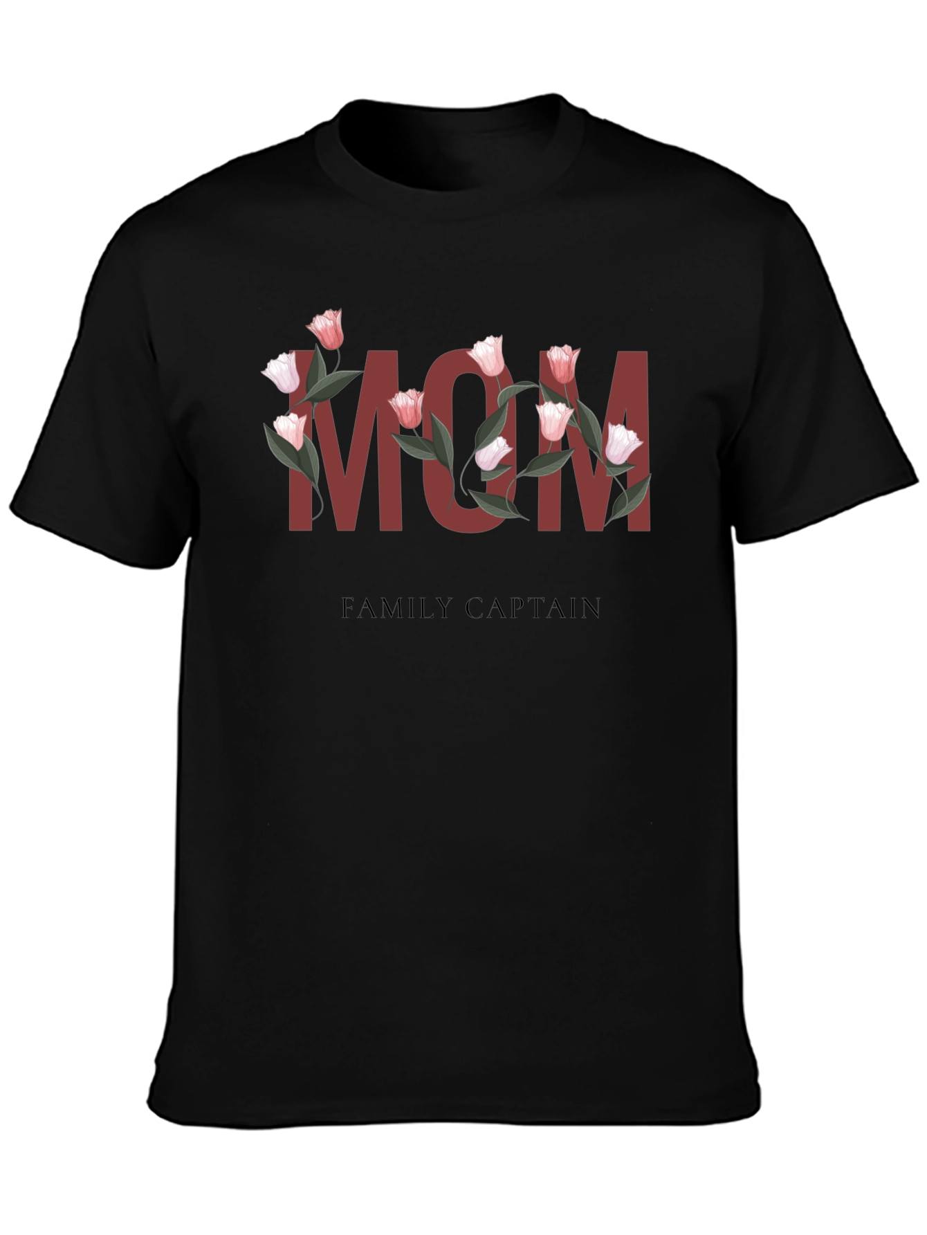 Floral MOM Family Captain T-Shirt
