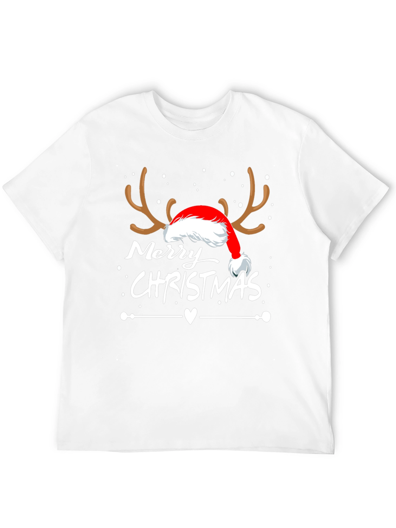 Merry Christmas Reindeer Santa Hat T-Shirt