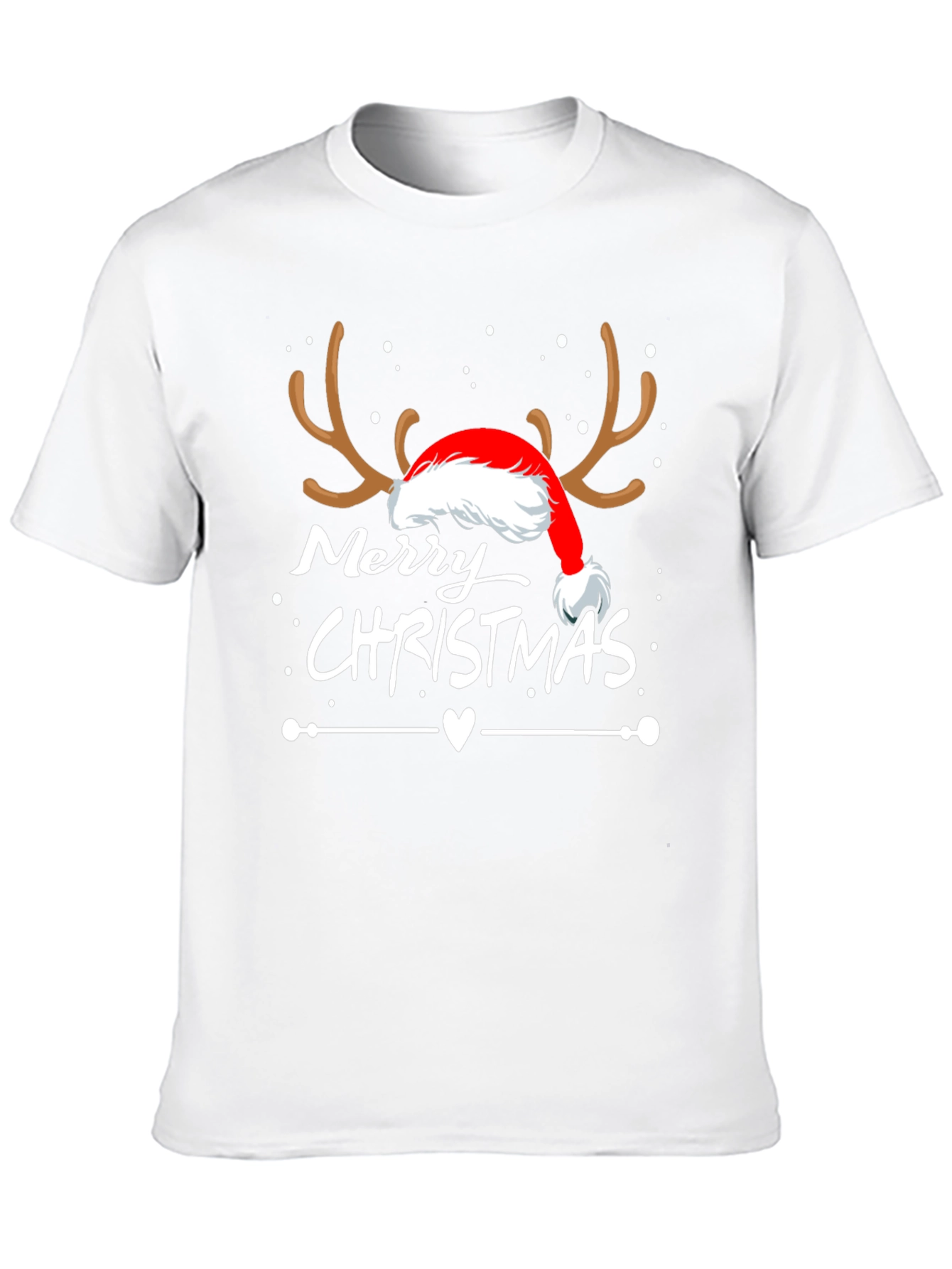 Merry Christmas Reindeer Santa Hat T-Shirt