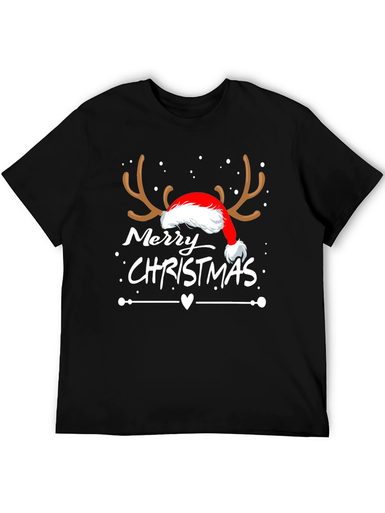 Merry Christmas Reindeer Santa Hat T-Shirt