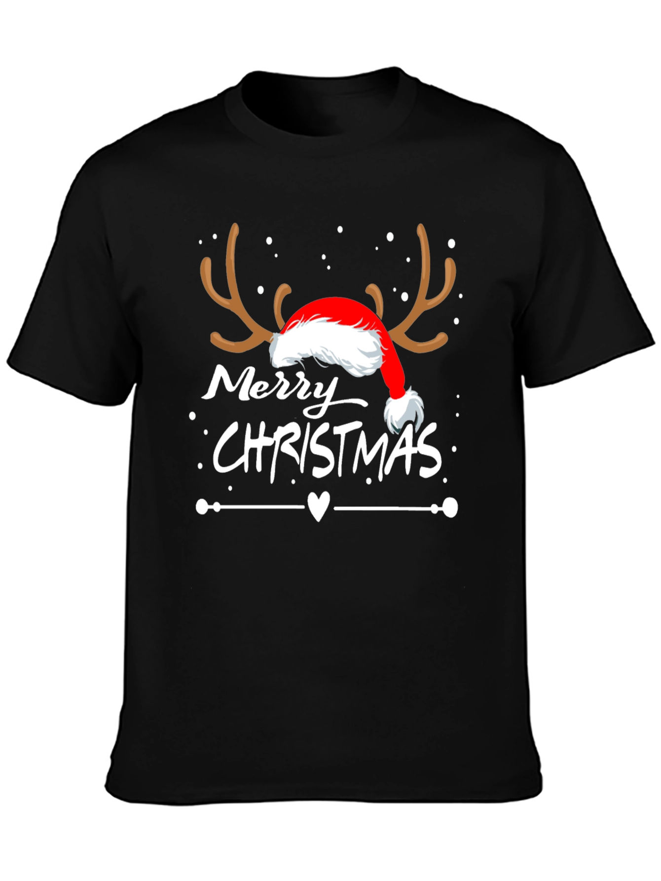 Merry Christmas Reindeer Santa Hat T-Shirt