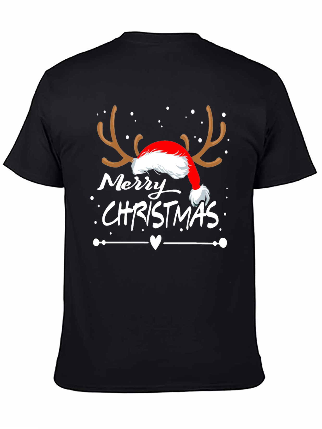 Merry Christmas Reindeer Santa Hat T-Shirt