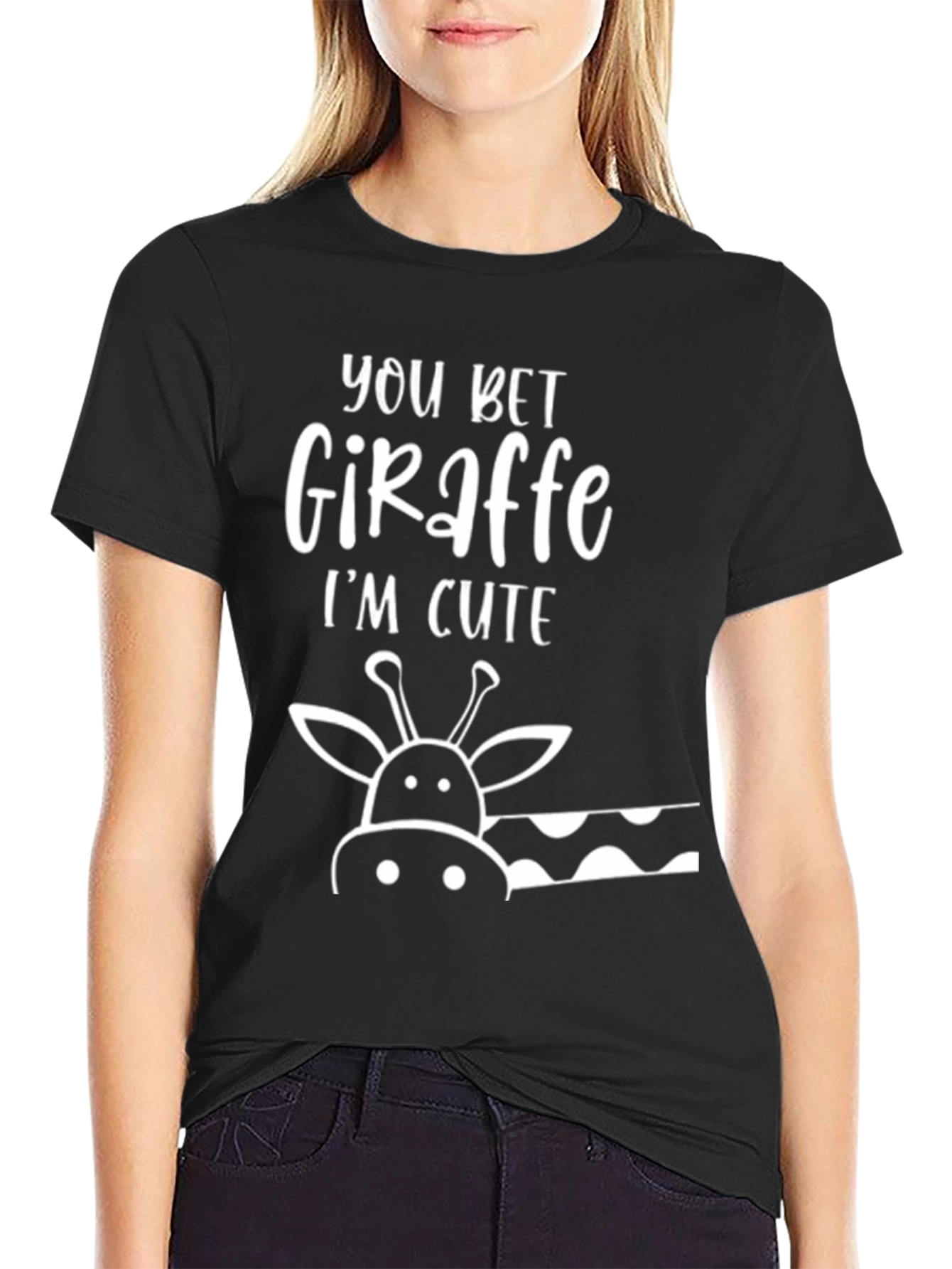 You Bet Giraffe Im Cute Black T-Shirt