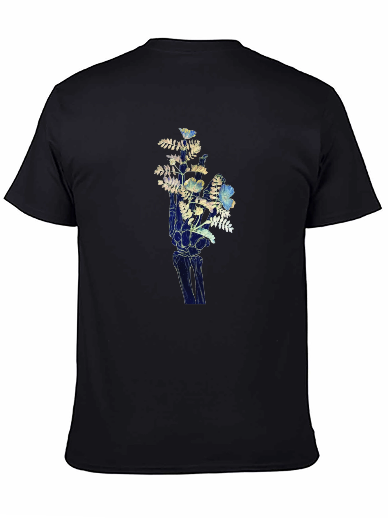 Floral Hand Graphic Tee - Unique Skeleton Print
