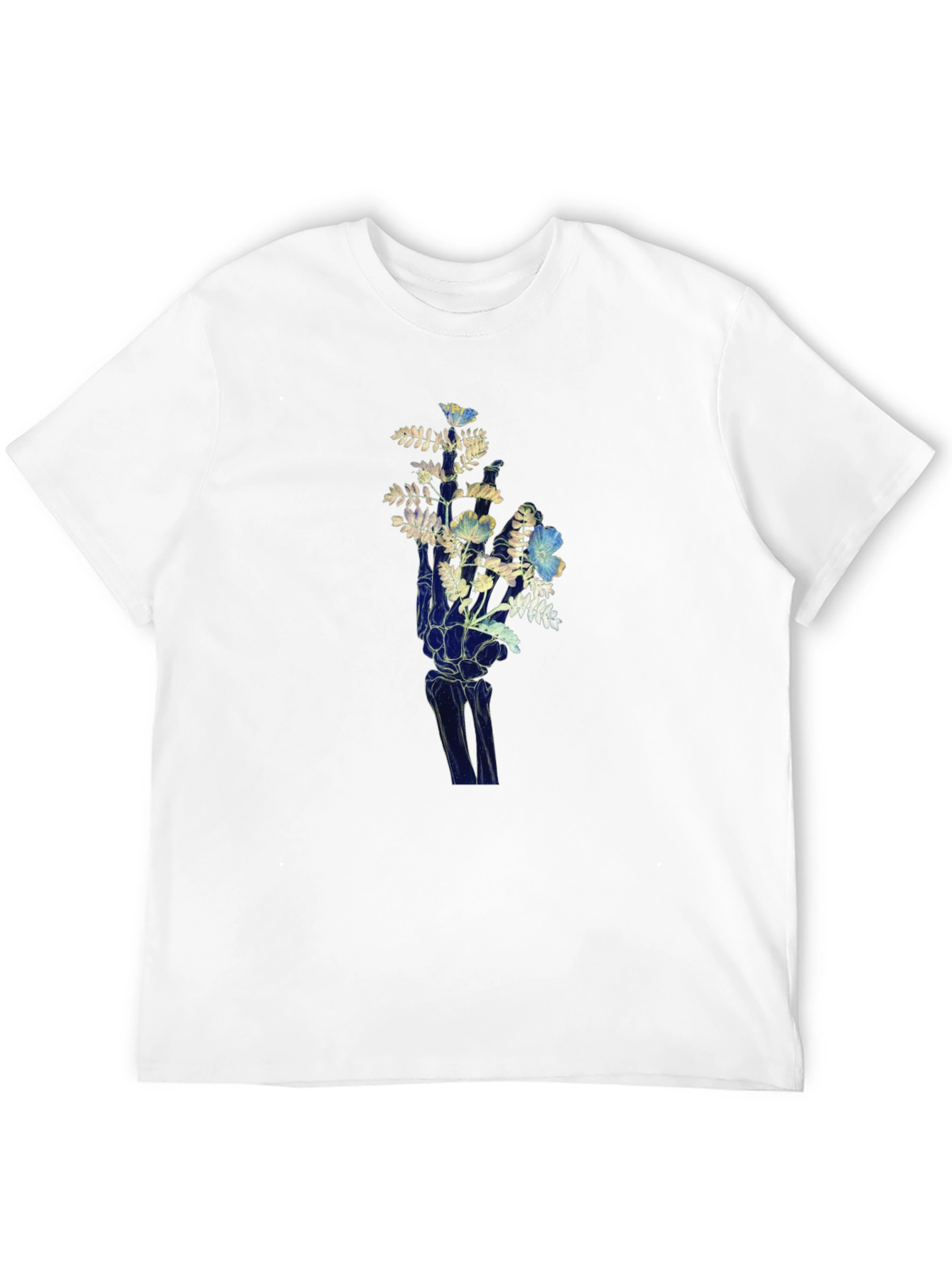 Floral Hand Graphic Tee - Unique Skeleton Print