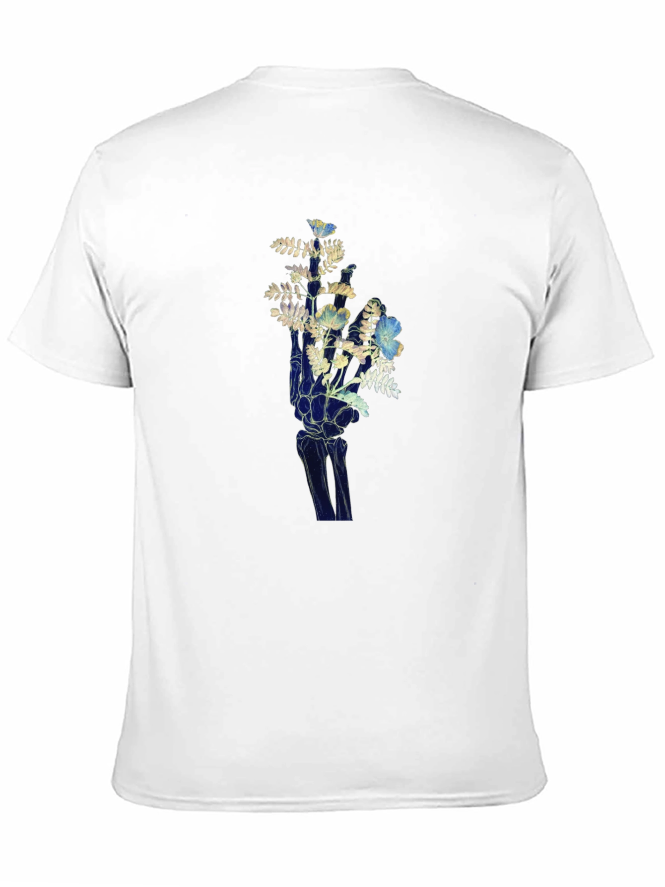 Floral Hand Graphic Tee - Unique Skeleton Print