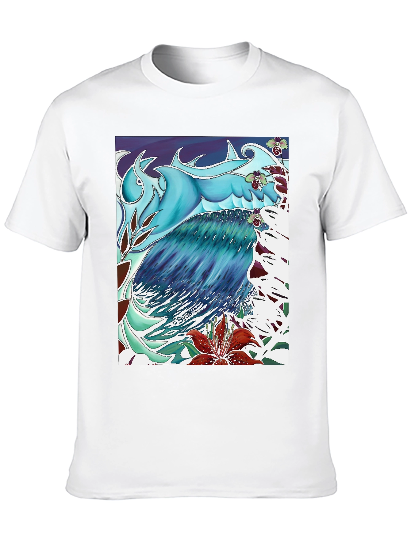 Ocean Wave Art T-Shirt - Cool Blue Design