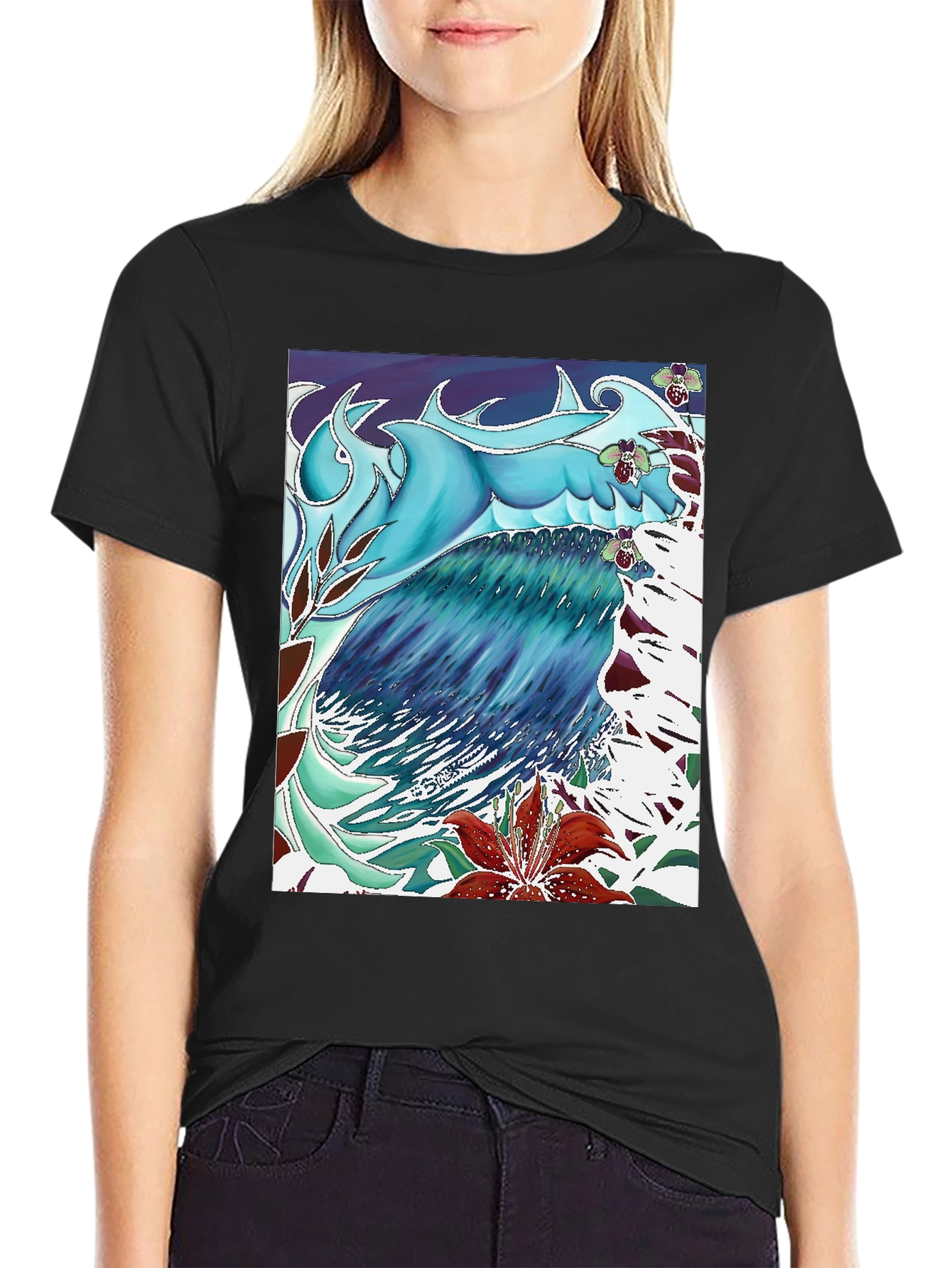 Ocean Wave Art T-Shirt - Cool Blue Design