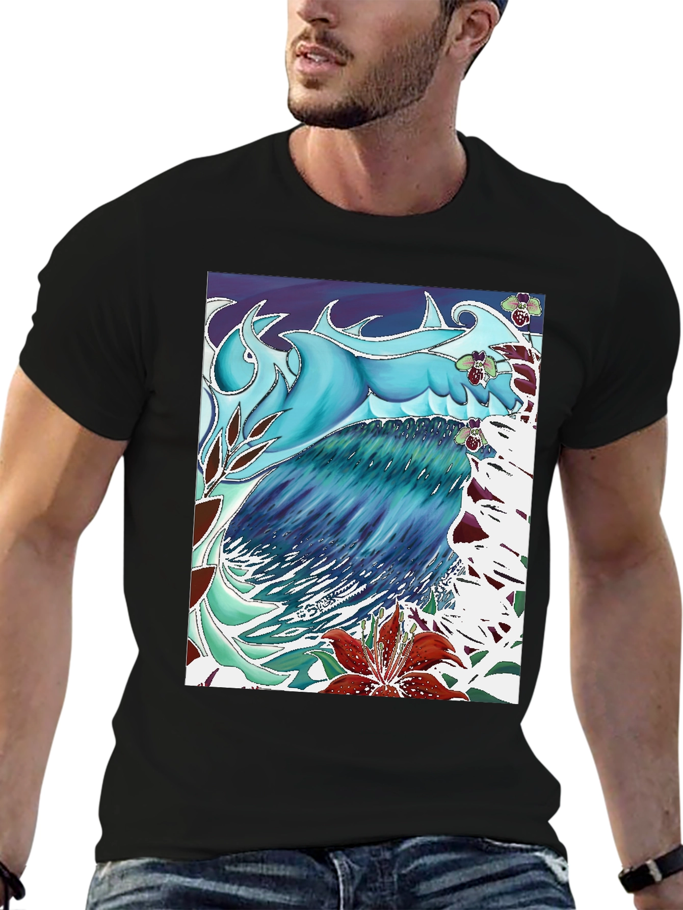 Ocean Wave Art T-Shirt - Cool Blue Design