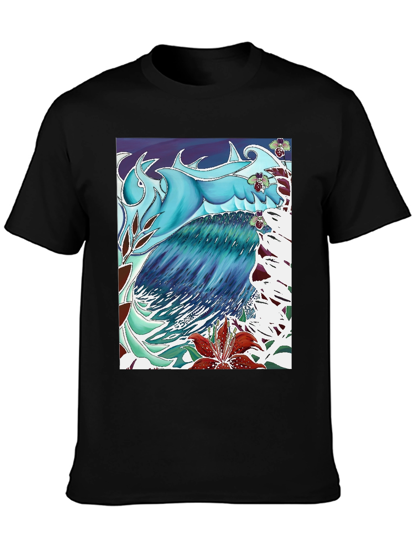 Ocean Wave Art T-Shirt - Cool Blue Design