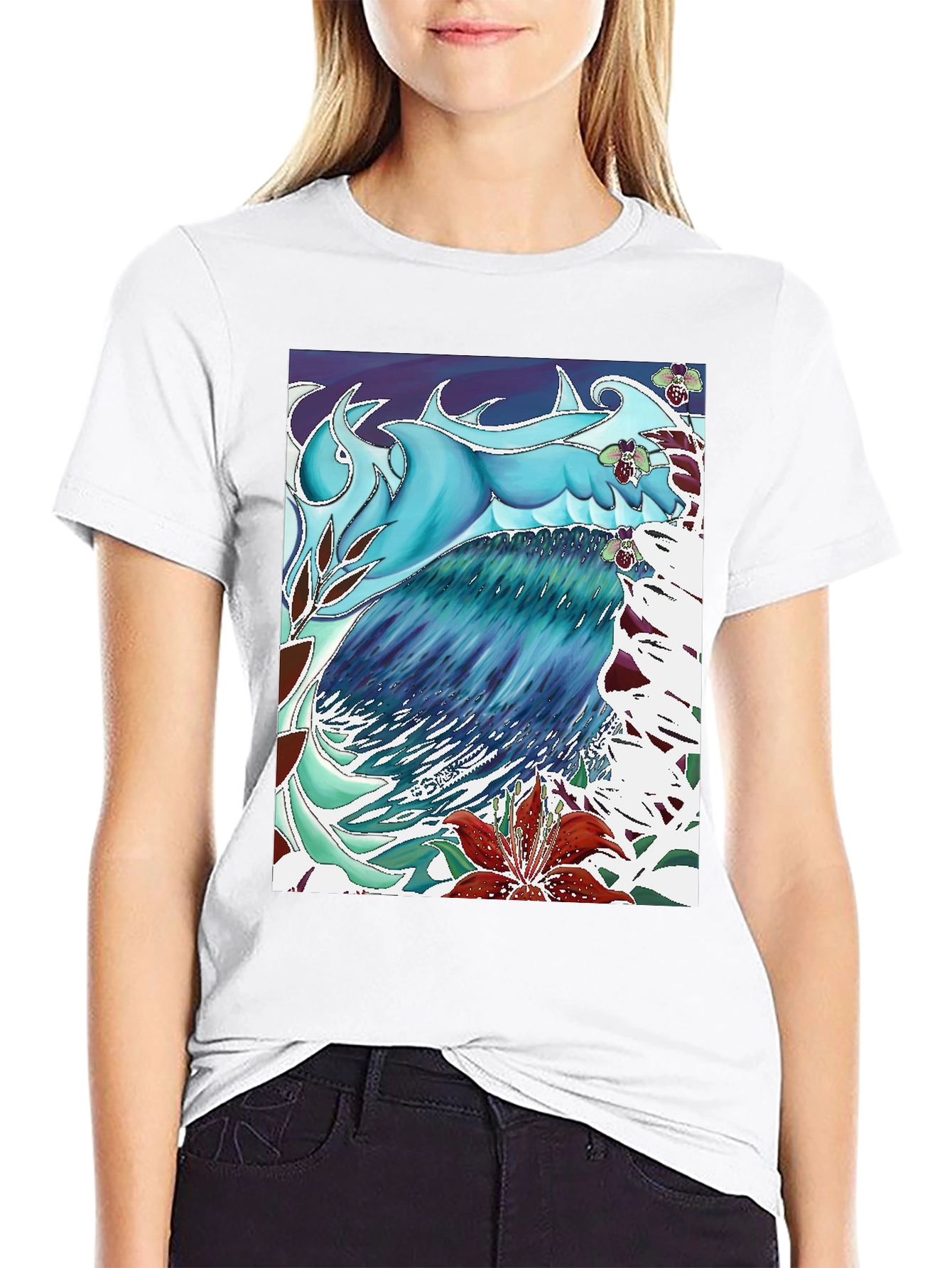 Ocean Wave Art T-Shirt - Cool Blue Design