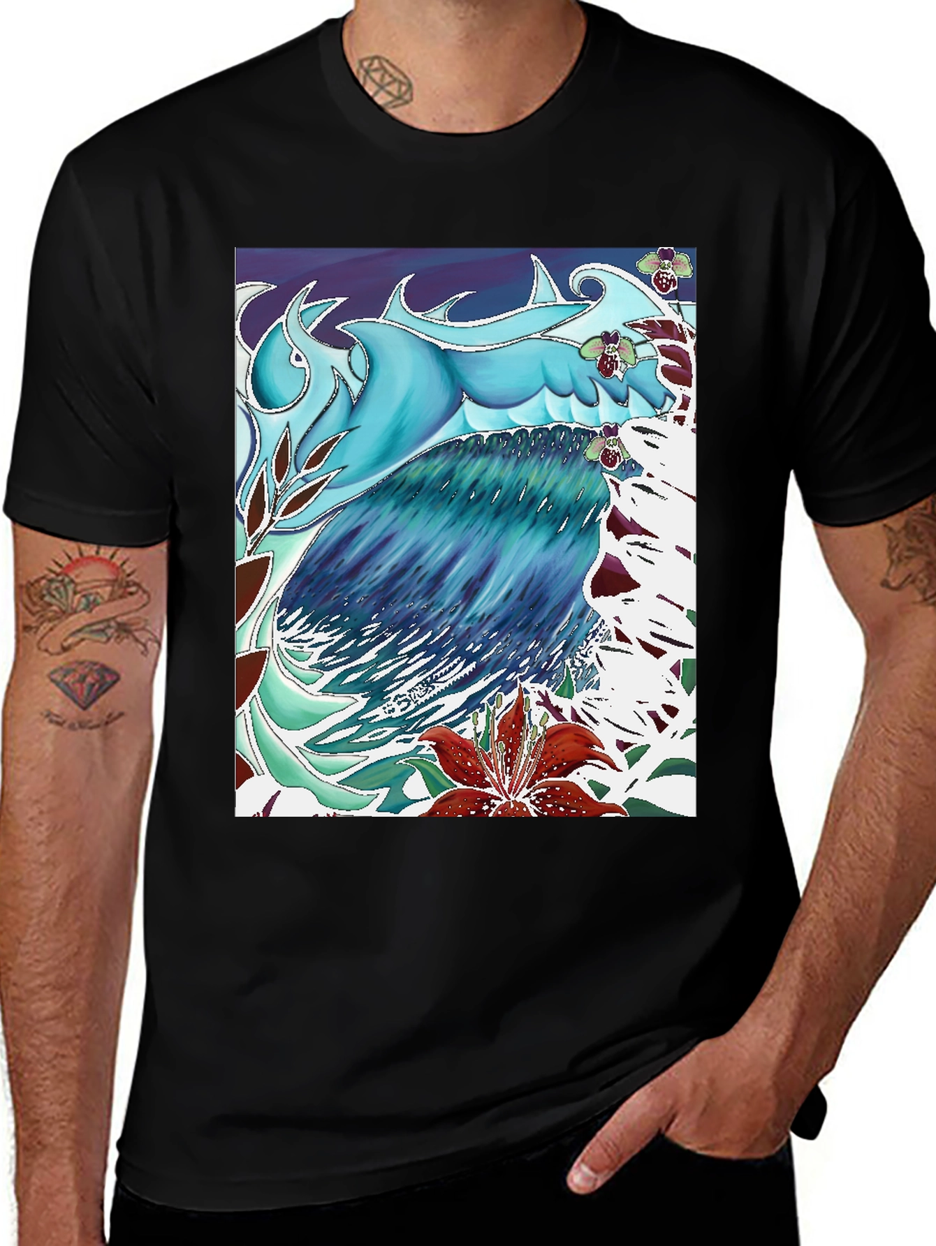 Ocean Wave Art T-Shirt - Cool Blue Design