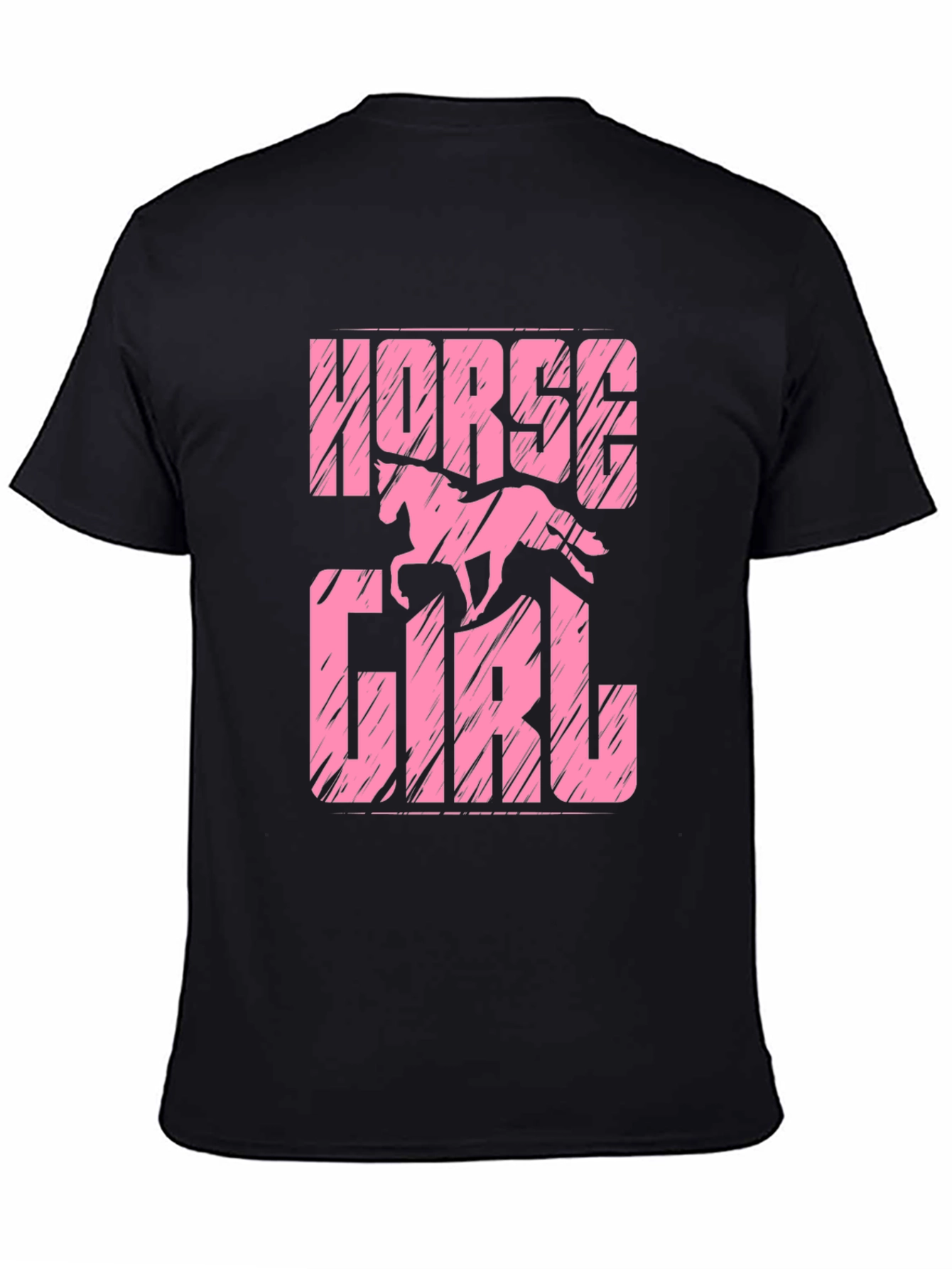 Horse Girl Graphic Tee - Pink on Black