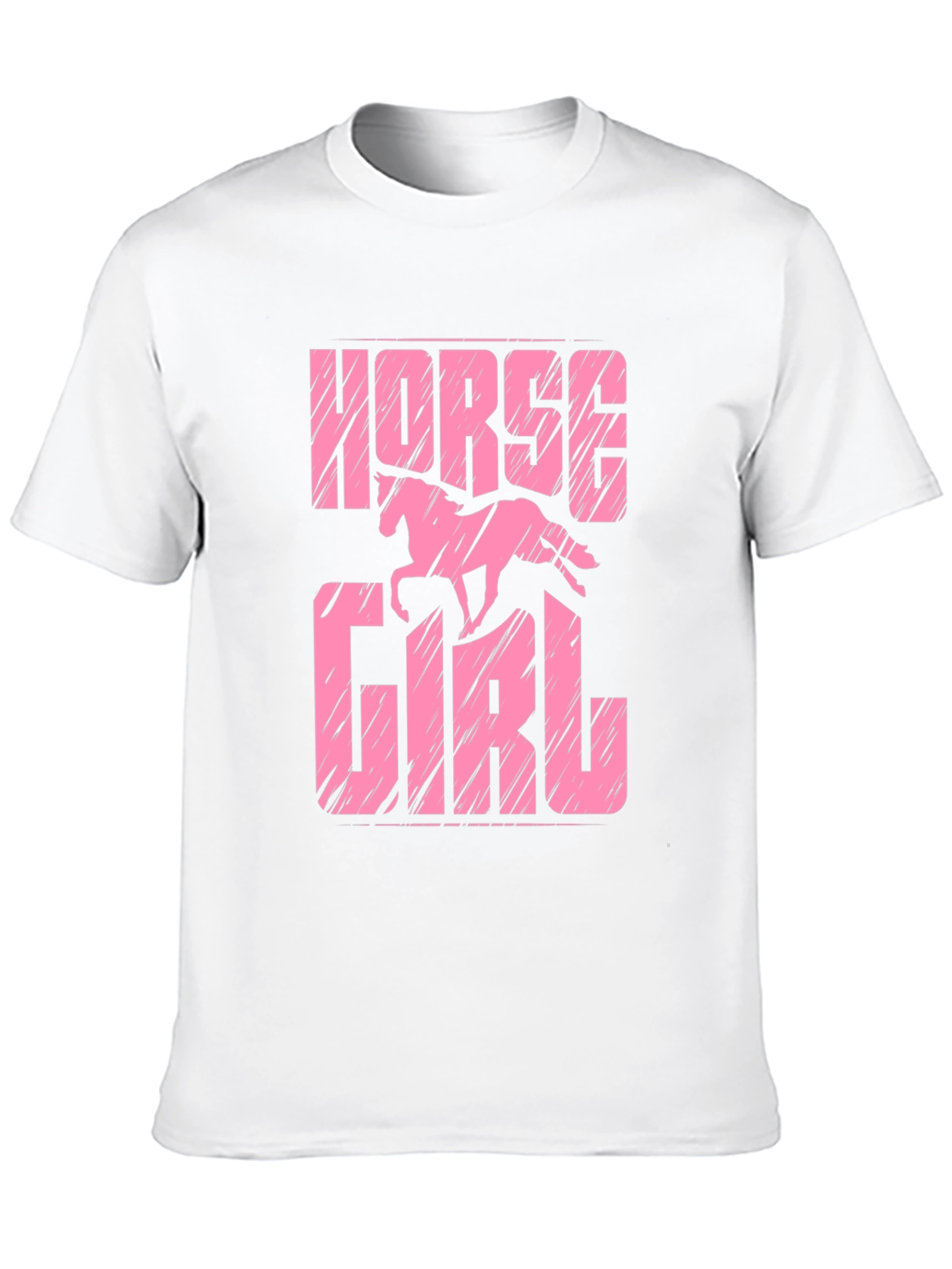 Horse Girl Graphic Tee - Pink on Black