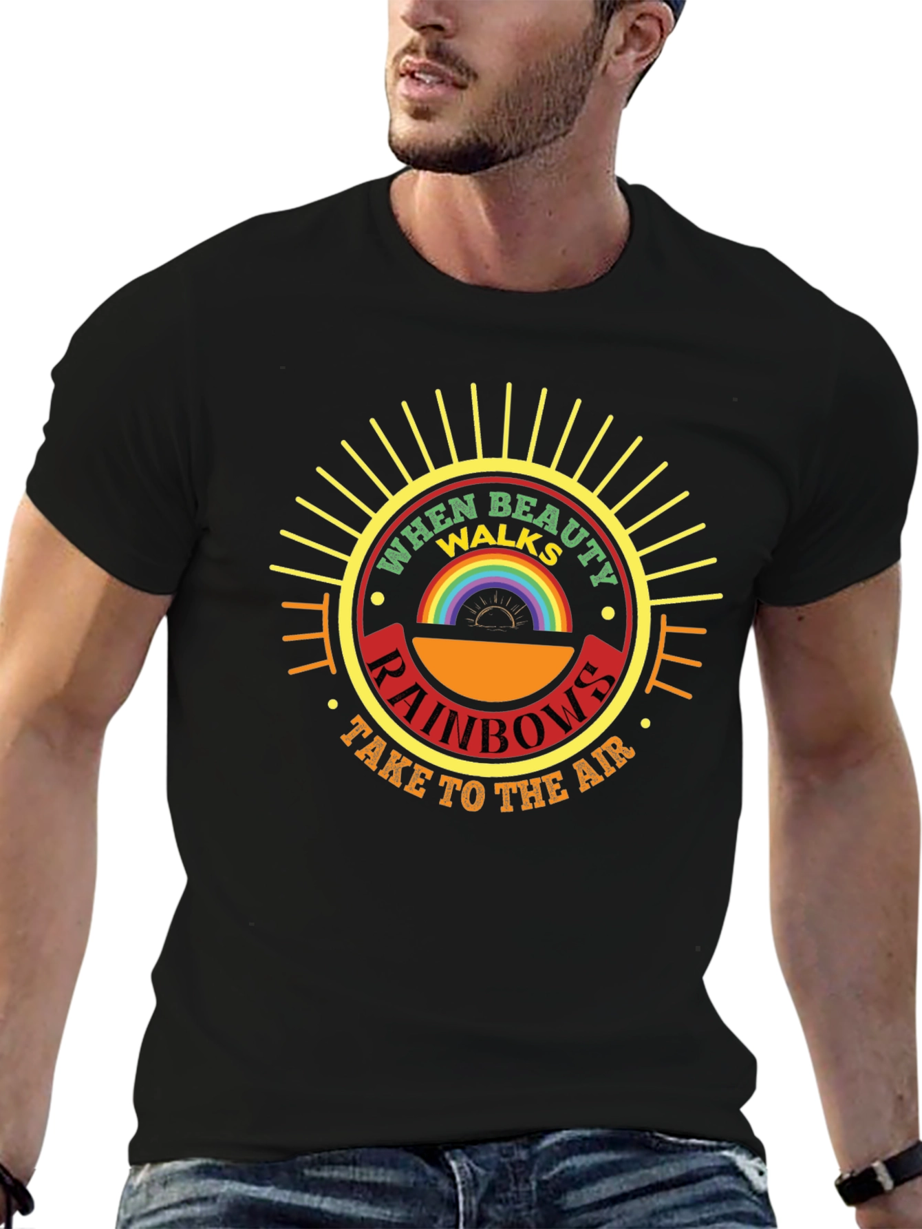 When Beauty Walks Rainbows Graphic T-Shirt