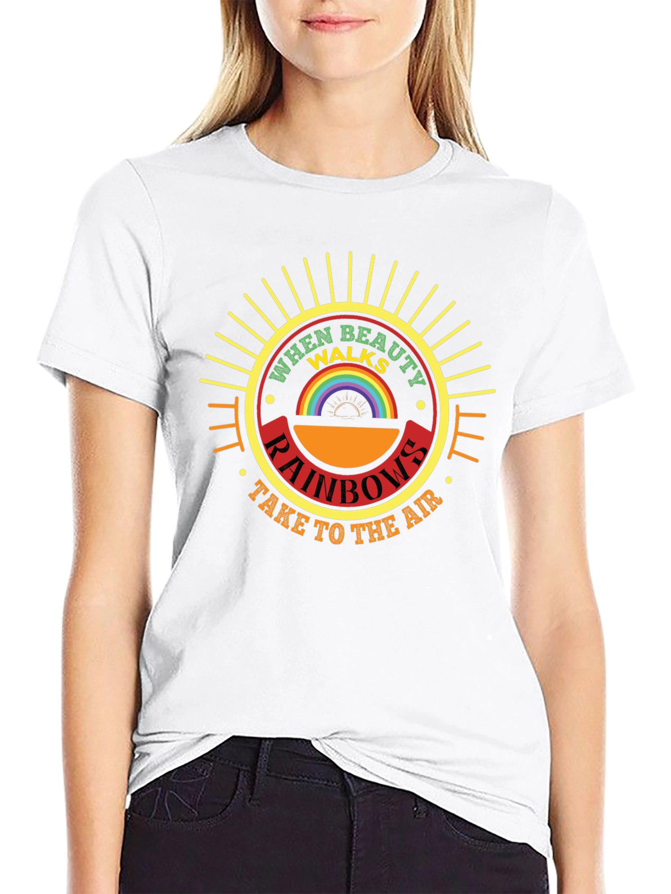 When Beauty Walks Rainbows Graphic T-Shirt