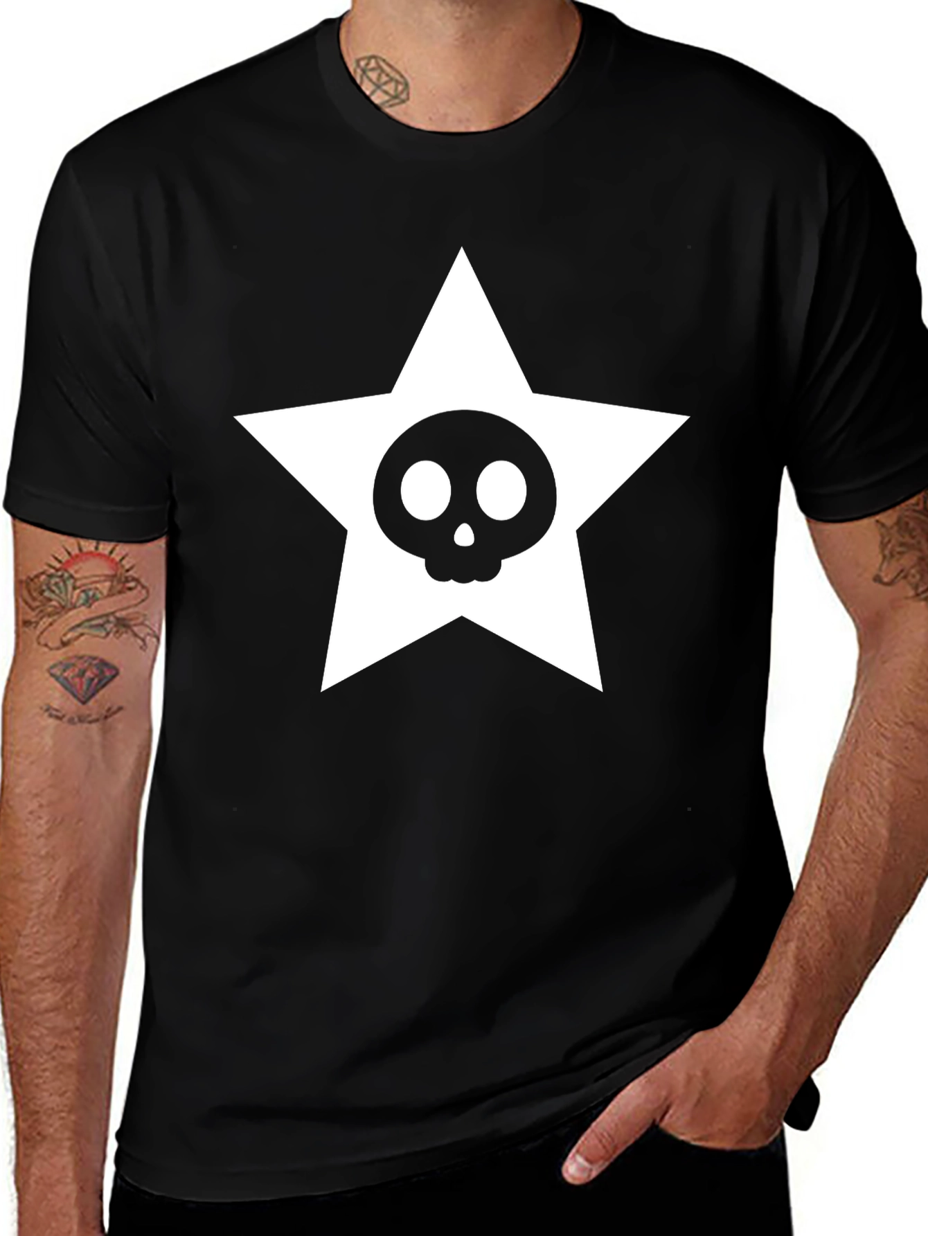 Skull Star Graphic Tee - Black Unisex T-Shirt
