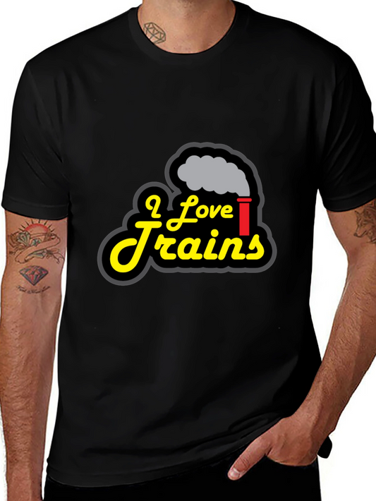 I Love Trains Graphic T-Shirt - Stylish Train Enthusiast Tee