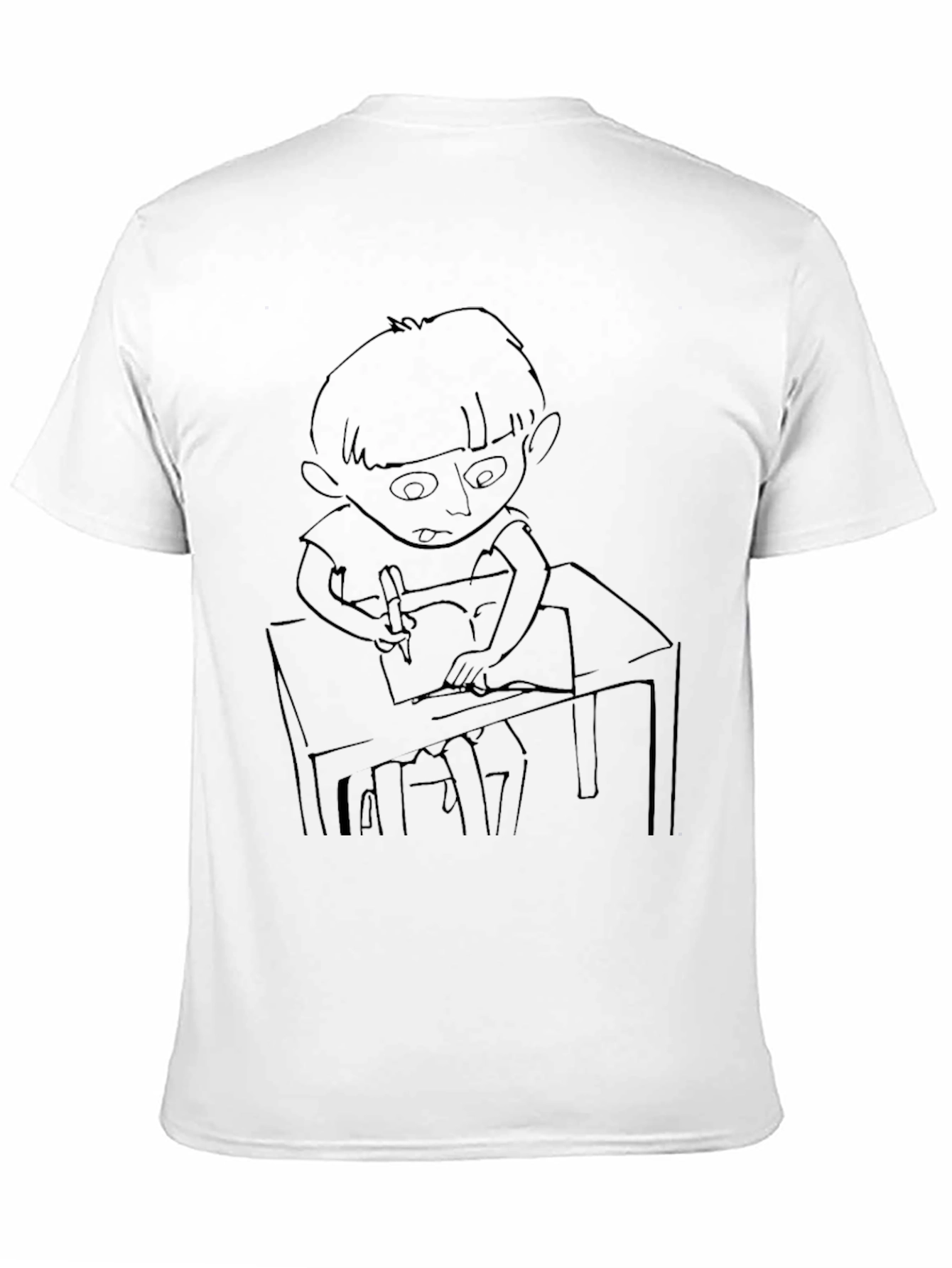 Boy at Desk Graphic Black T-Shirt