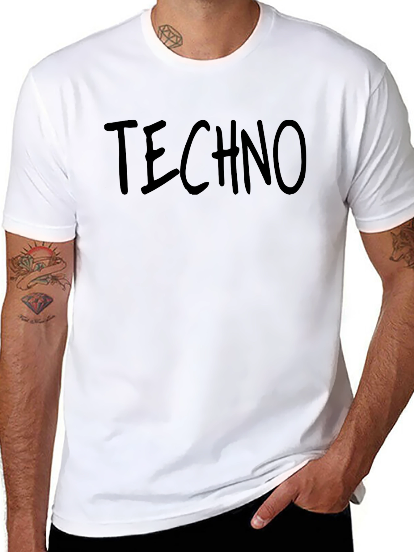 Techno Graphic Tee - Black Cotton T-Shirt