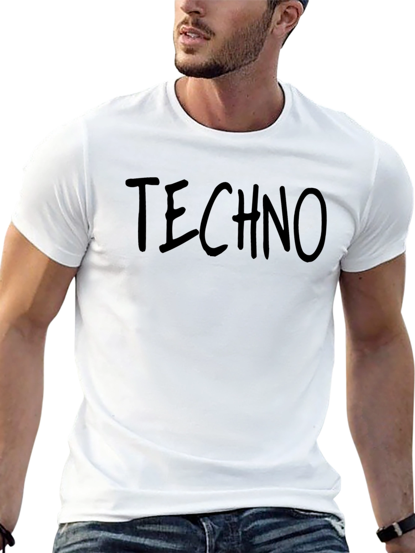 Techno Graphic Tee - Black Cotton T-Shirt