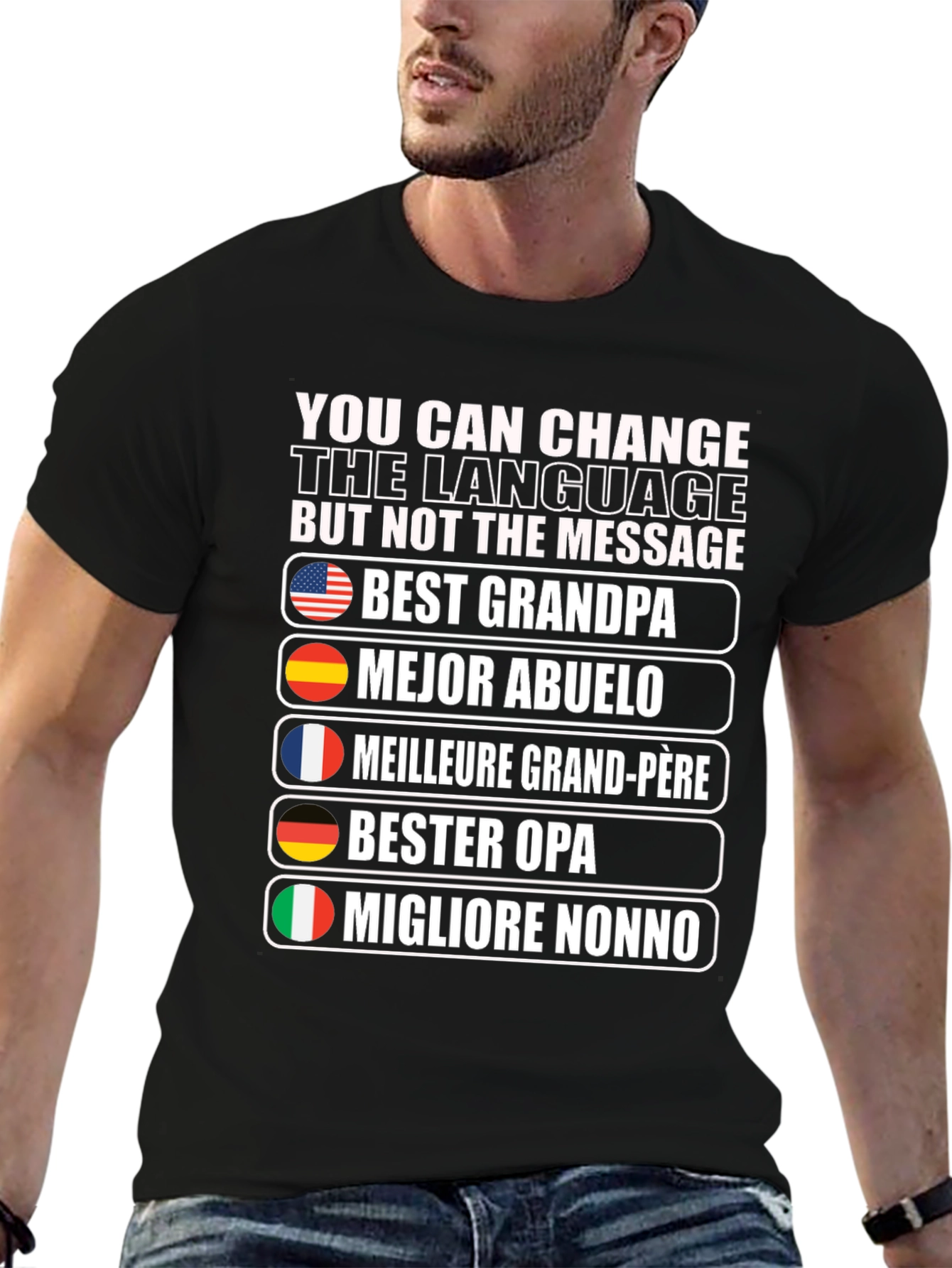 Best Grandpa T-Shirt - Multilingual Grandfather Tee
