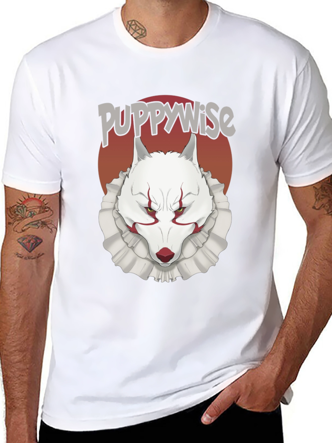 Puppywise T-Shirt: Horror Wolf Clown Tee