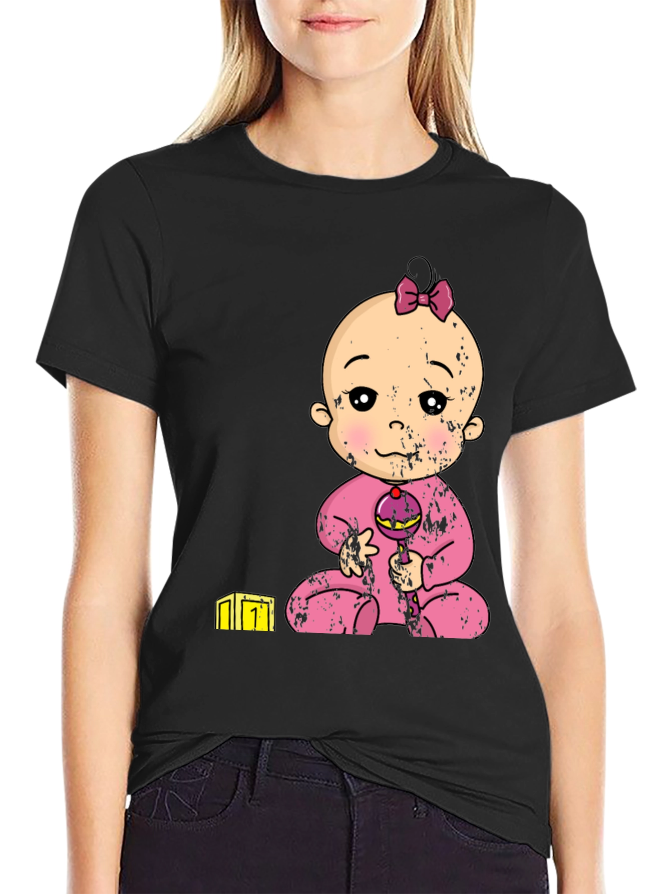 Baby Girl Graphic Tee - Black