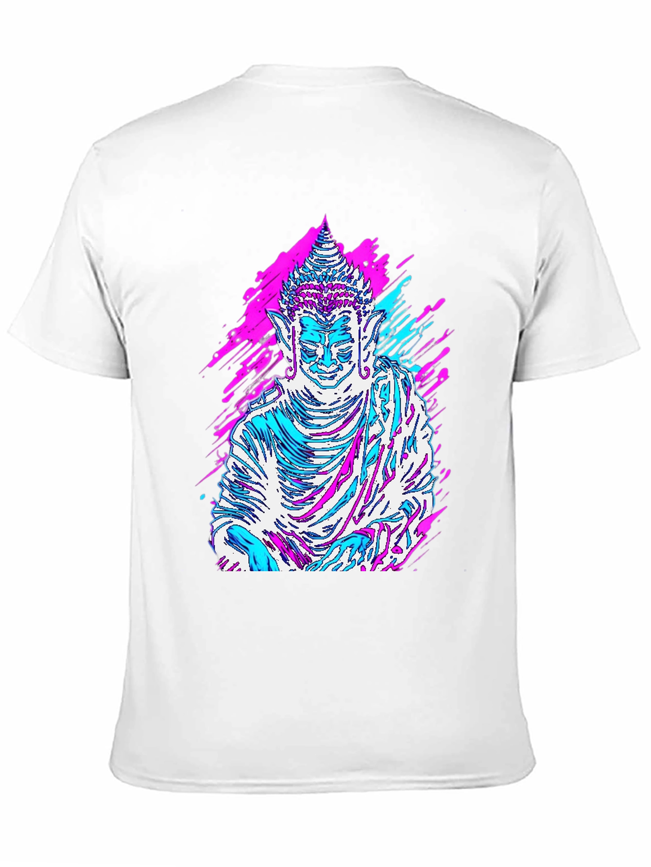 Vaporwave Buddha Graphic Tee - Black Cotton T-Shirt
