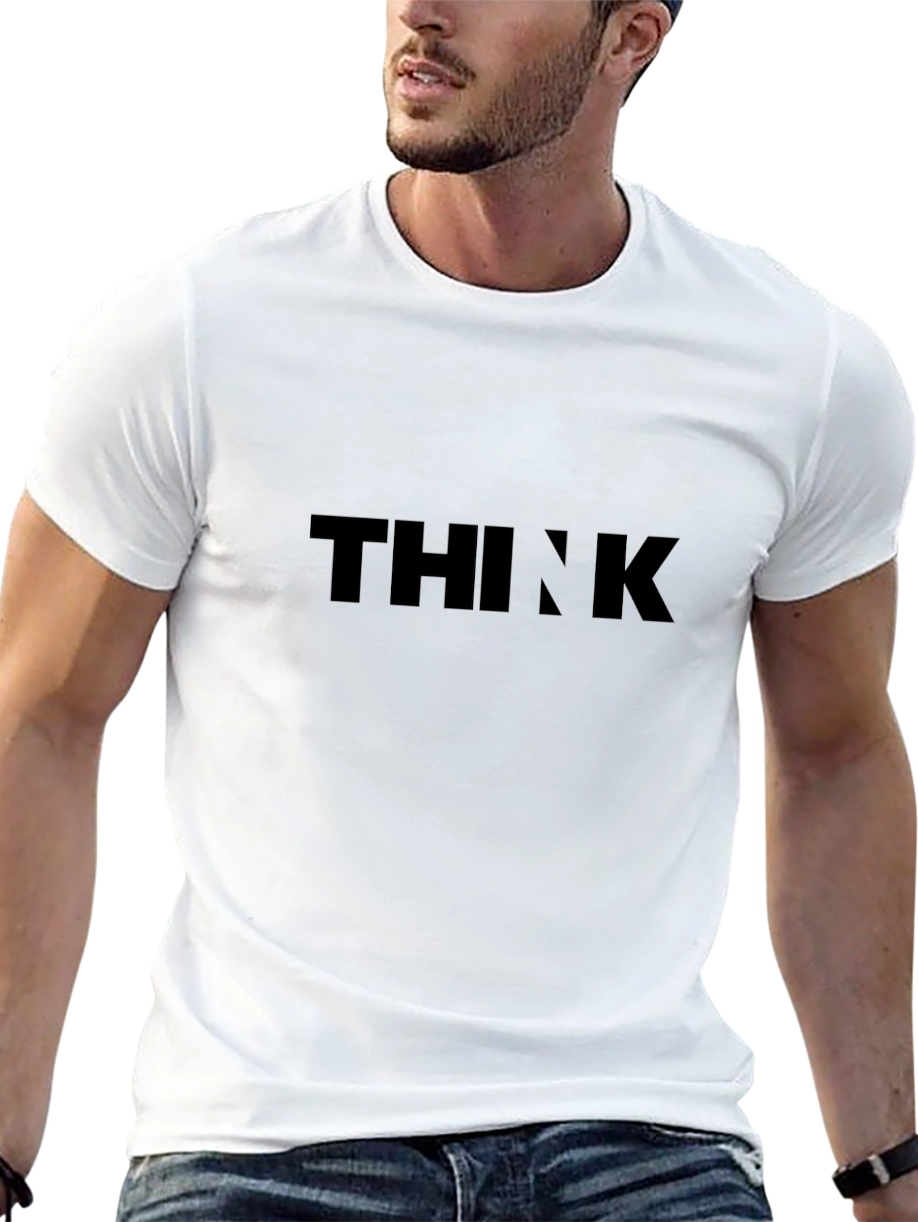 Black THINK Graphic Tee - Mens Casual Shirt