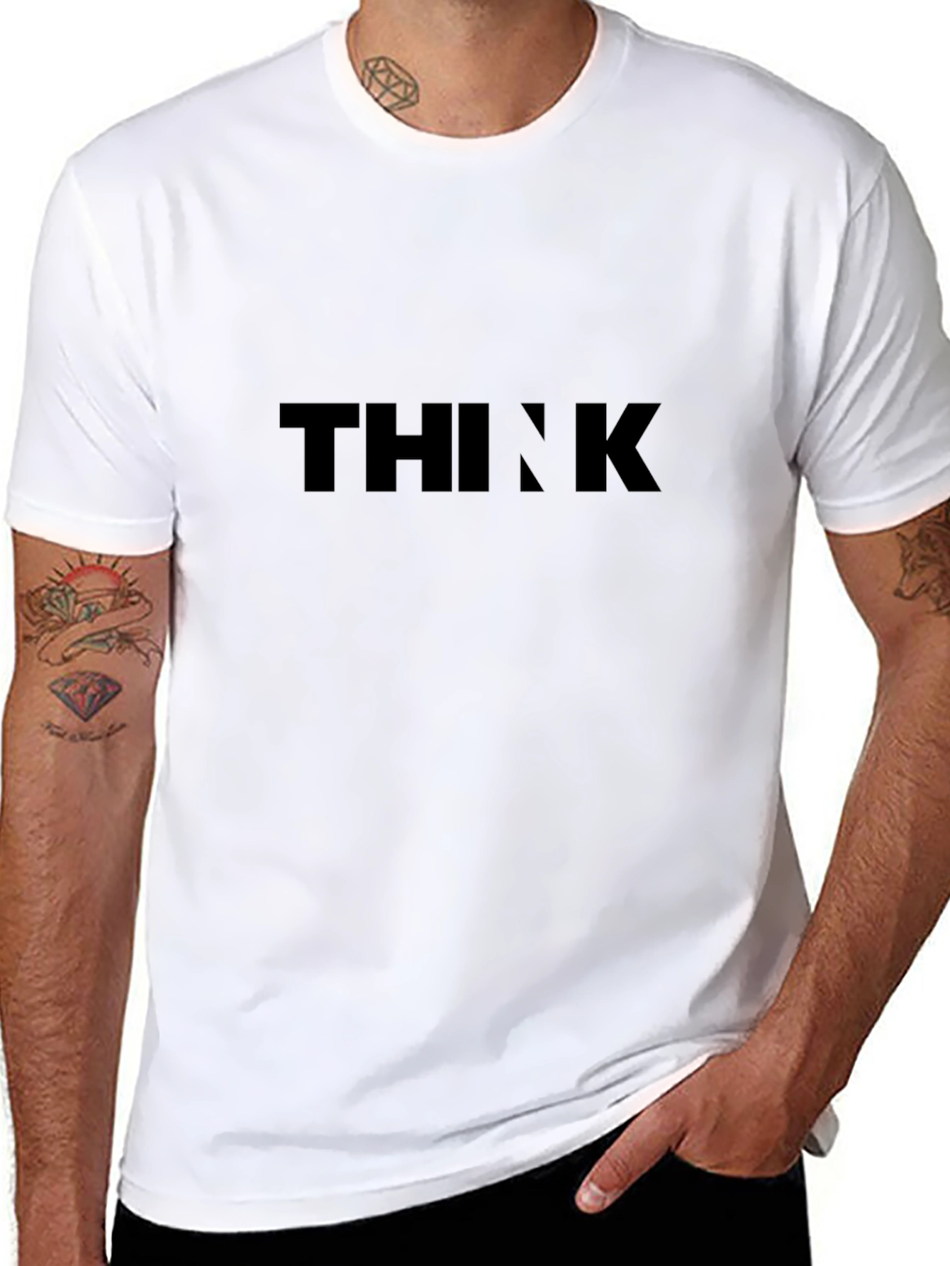 Black THINK Graphic Tee - Mens Casual Shirt