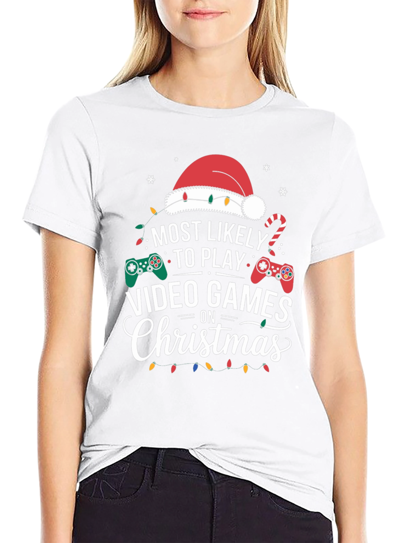 Most Likely to Play Video Games Christmas Holiday T-Shirt