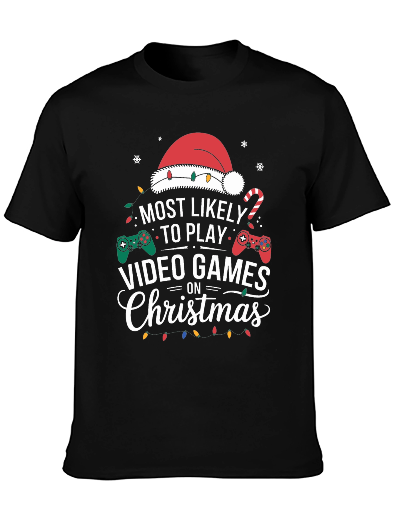 Most Likely to Play Video Games Christmas Holiday T-Shirt