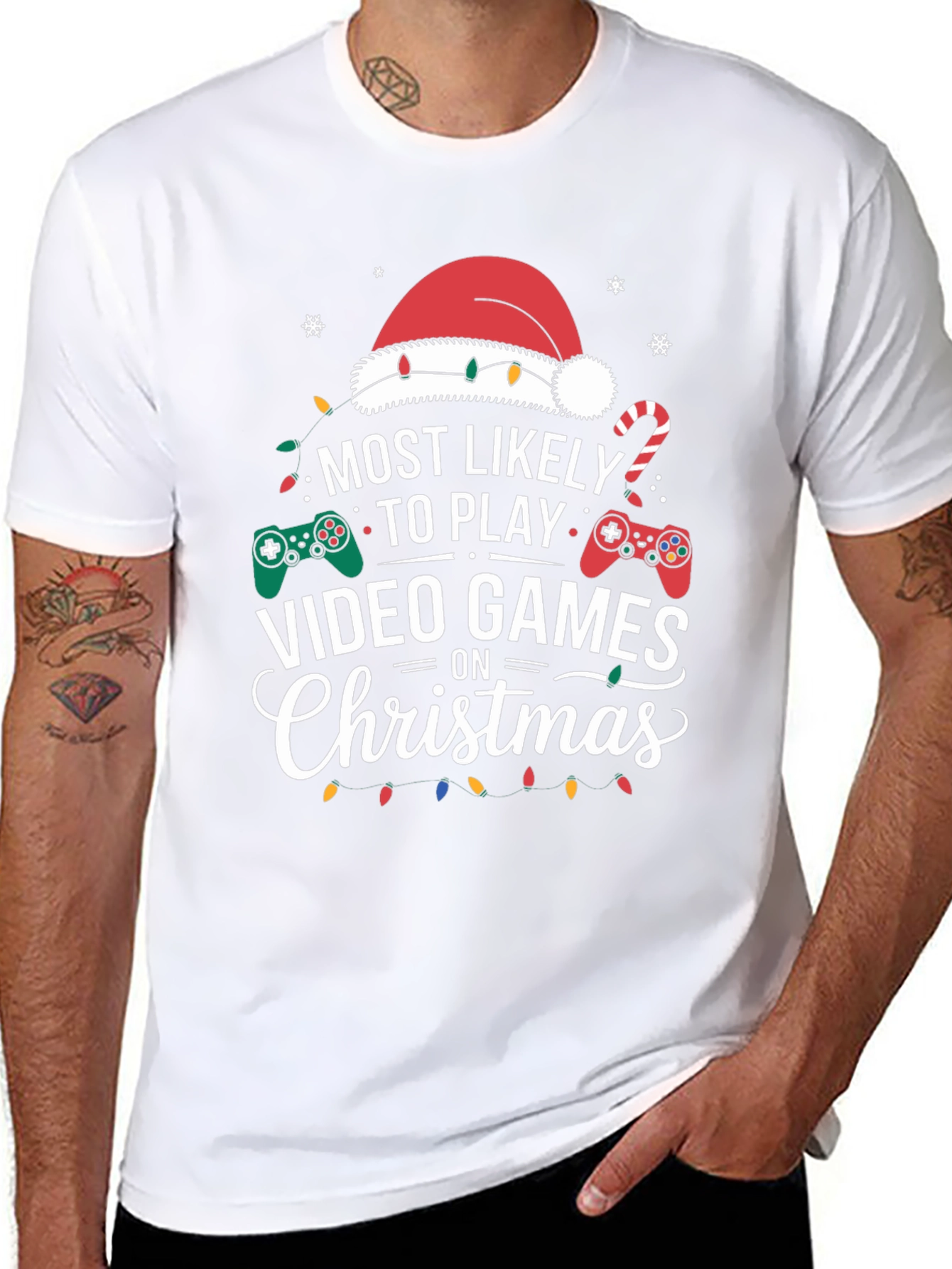 Most Likely to Play Video Games Christmas Holiday T-Shirt