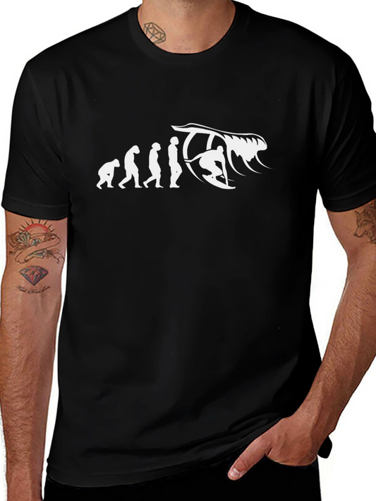Surfer Evolution T-Shirt - Black Cotton Tee