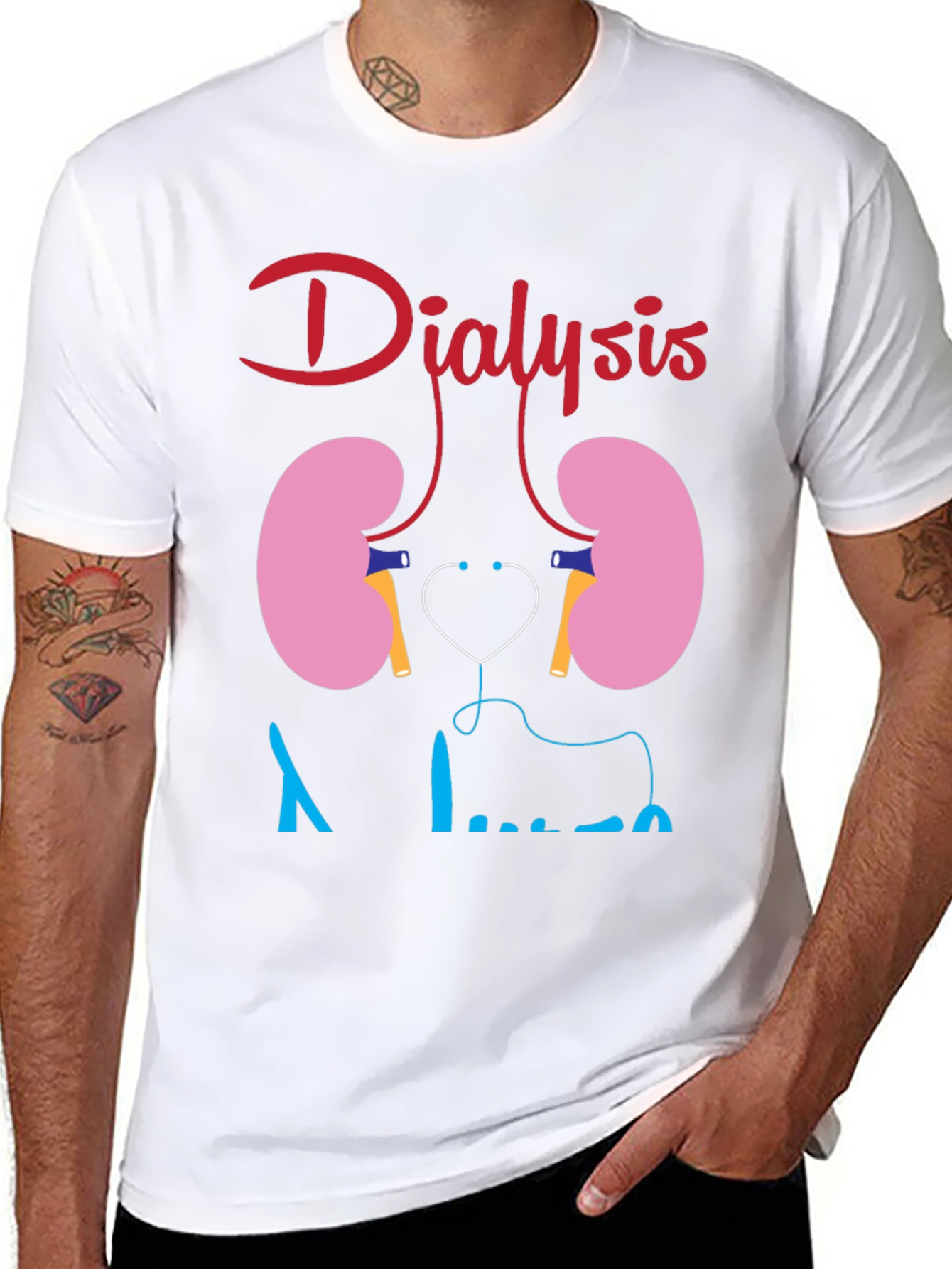 Dialysis Kidney Stethoscope Funny Black T-shirt