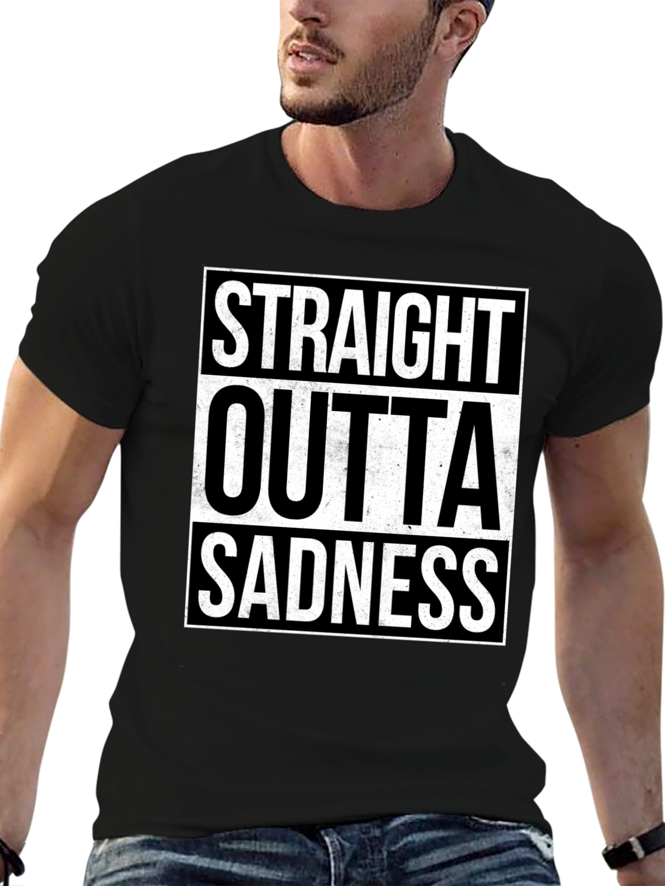 Straight Outta Sadness Graphic Tee - Black