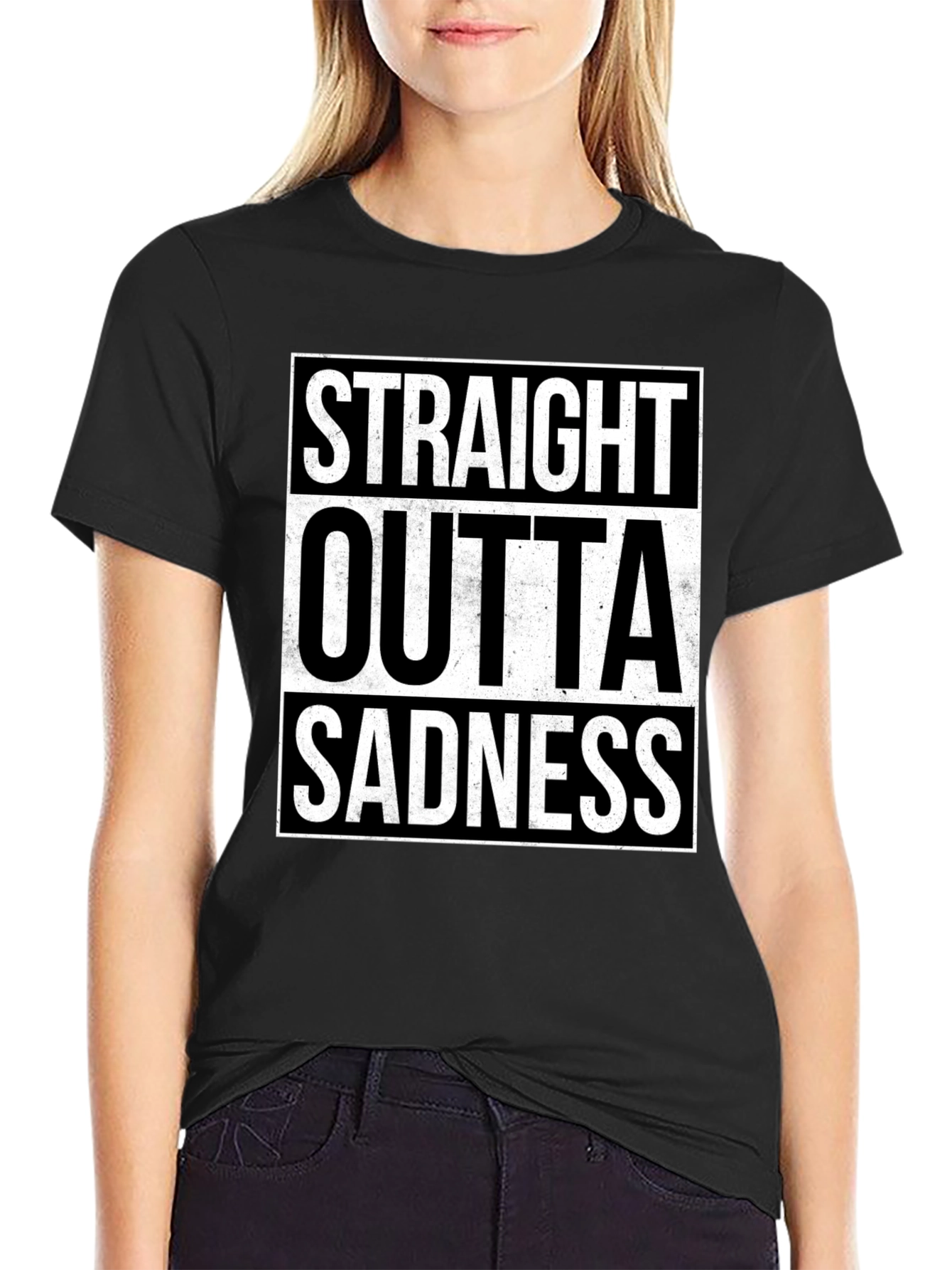 Straight Outta Sadness Graphic Tee - Black