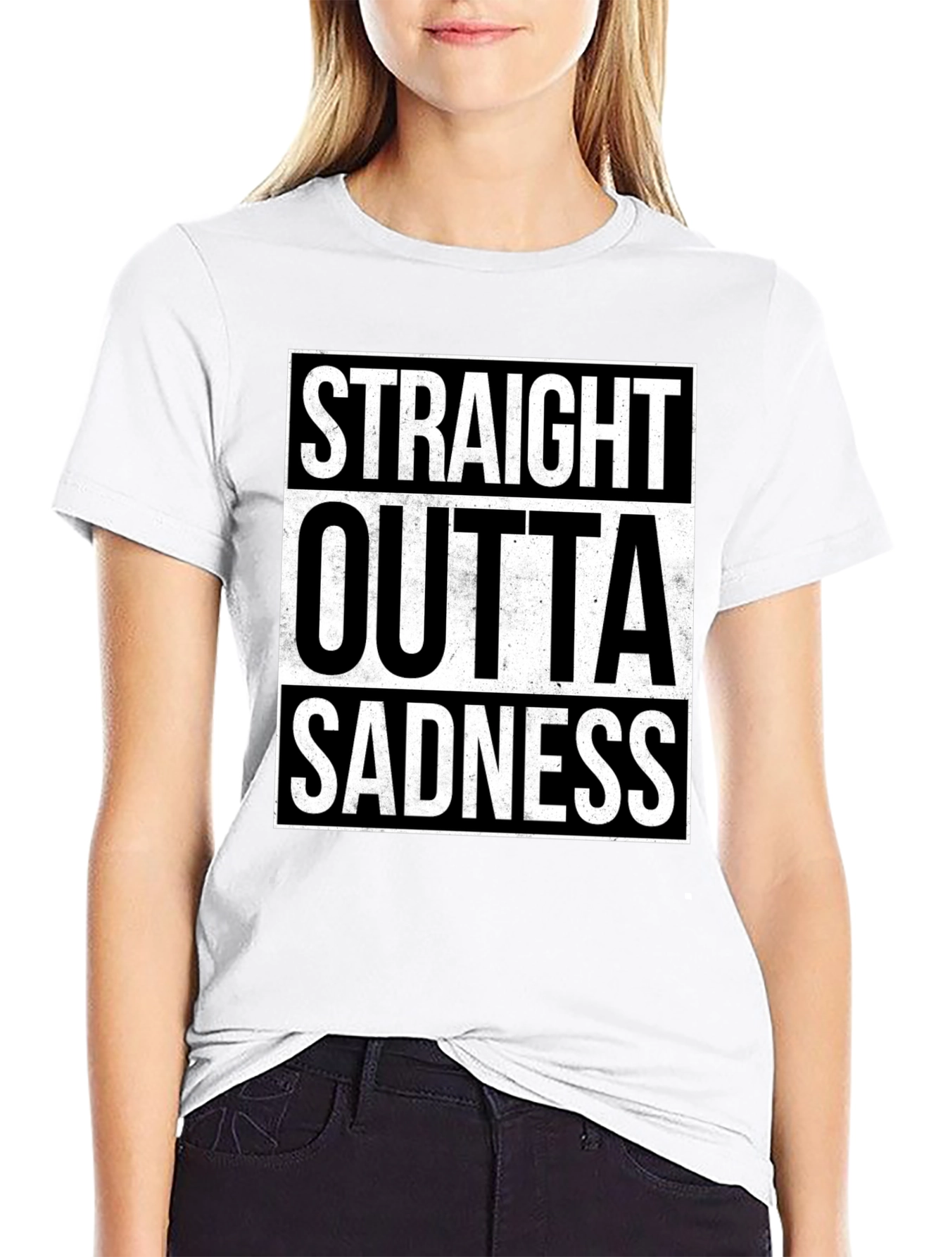 Straight Outta Sadness Graphic Tee - Black
