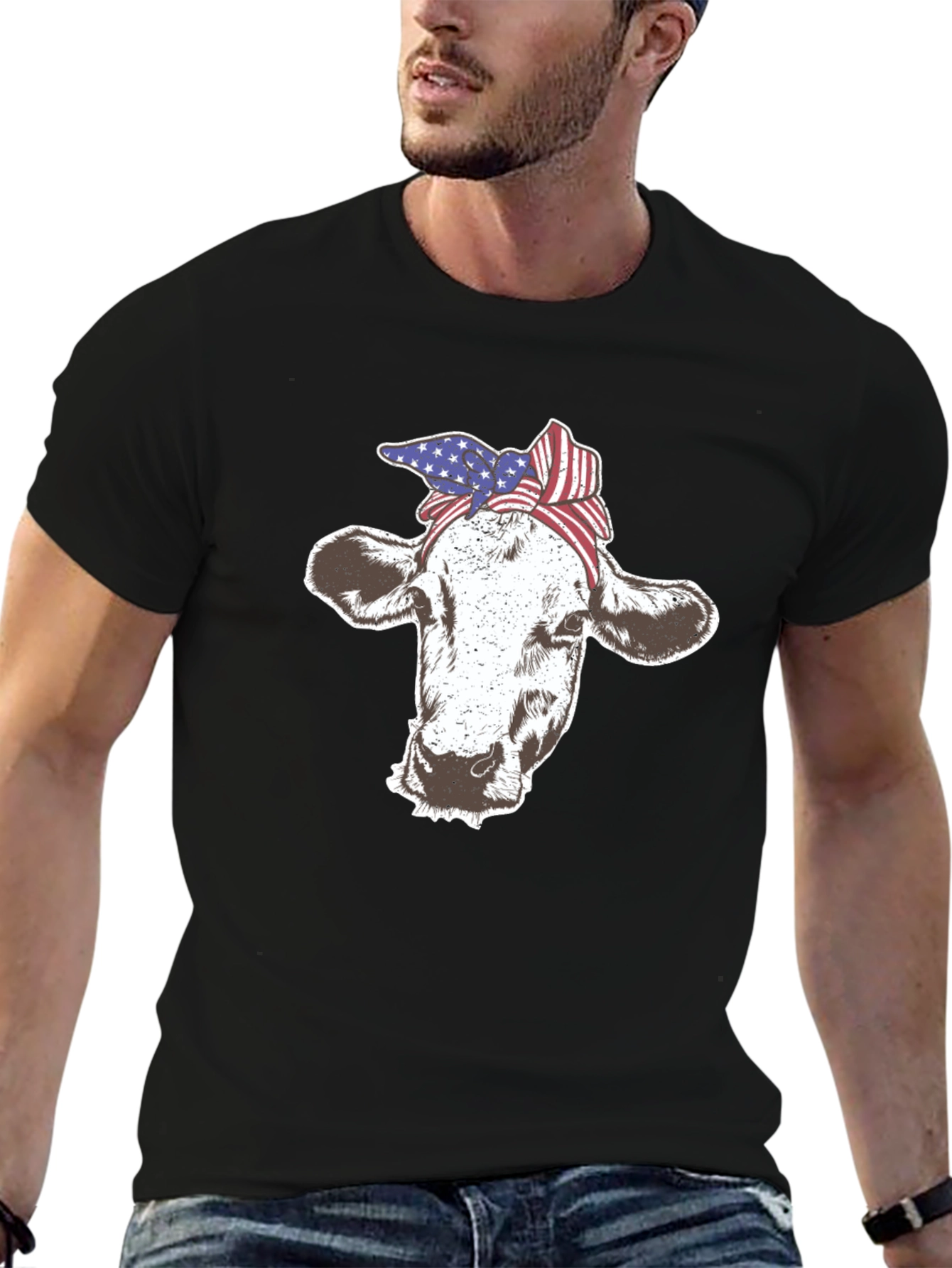 Cow USA Flag Bandana T-Shirt