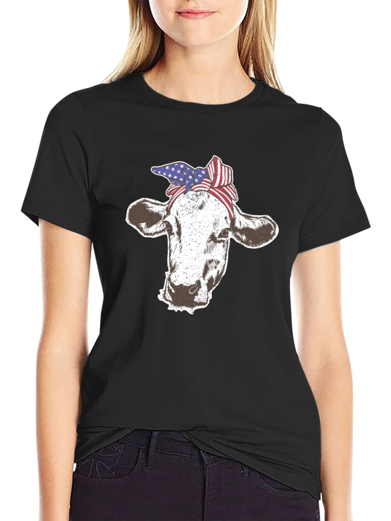 Cow USA Flag Bandana T-Shirt