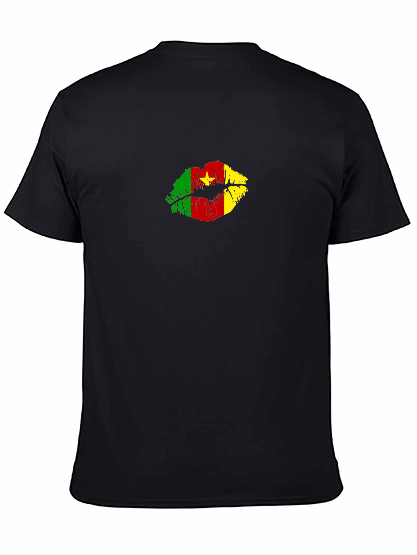 Cameroon Flag Lips Graphic Tee - Black T-Shirt