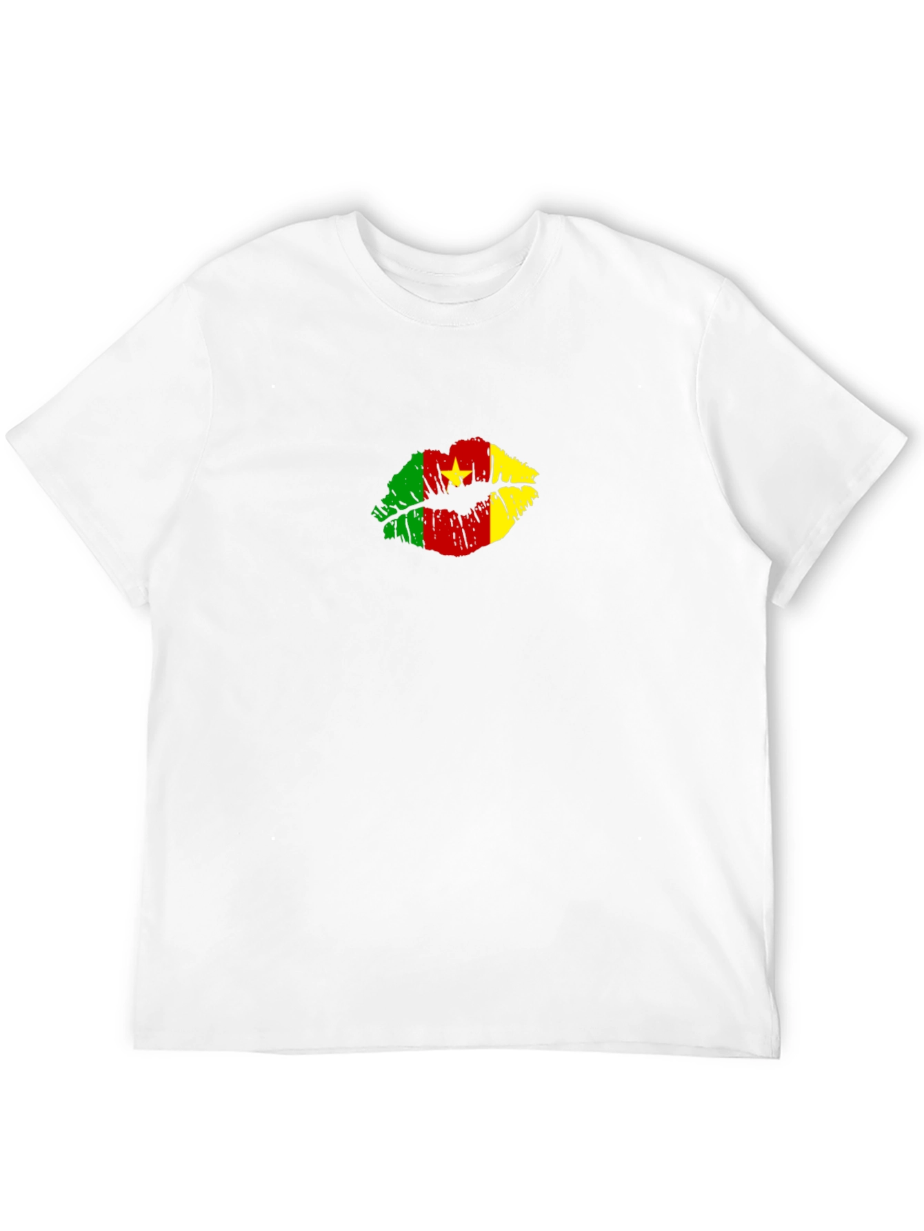 Cameroon Flag Lips Graphic Tee - Black T-Shirt