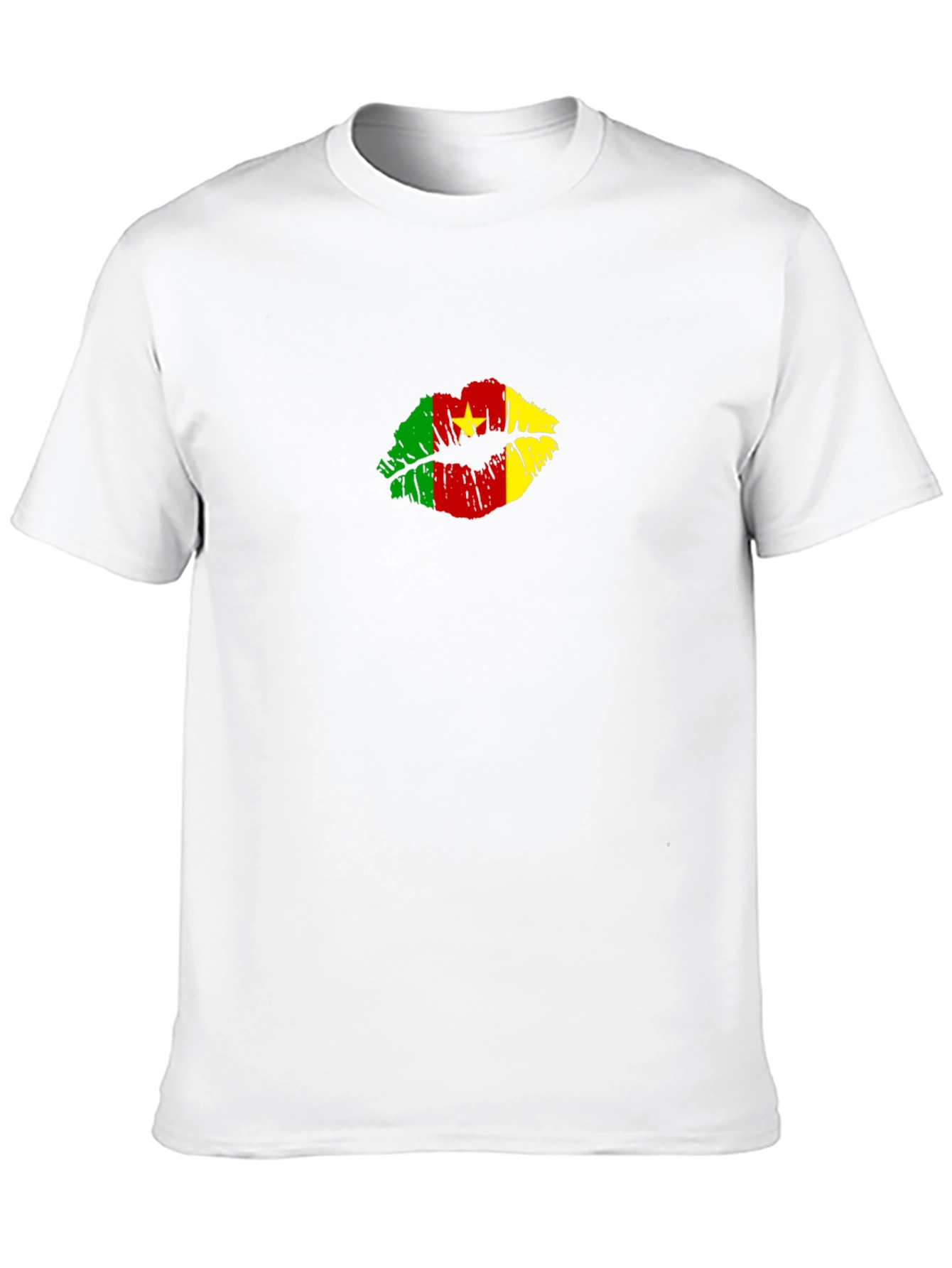 Cameroon Flag Lips Graphic Tee - Black T-Shirt